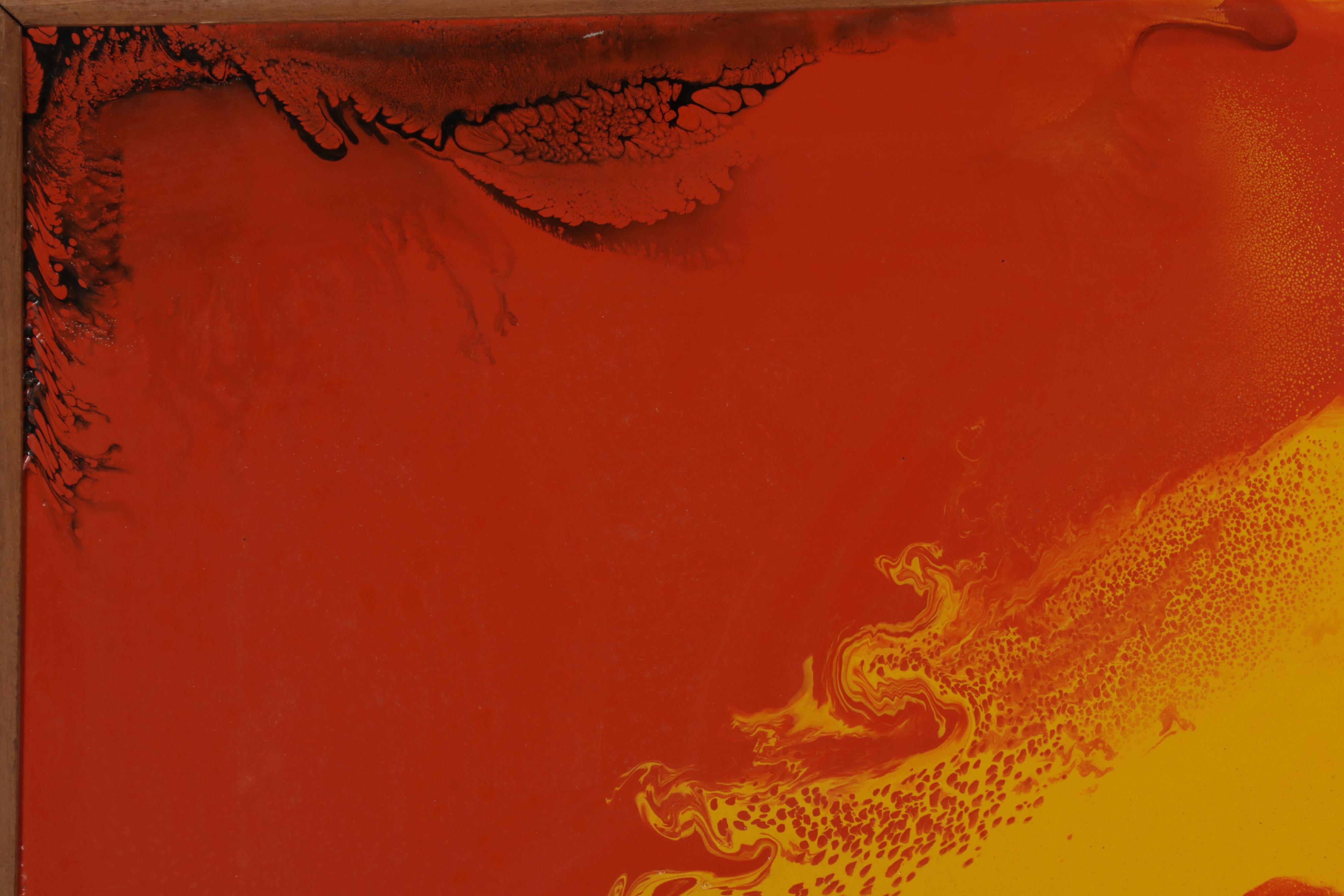 Abstract Acrylic Pour Paintings on Aluminum, Late 20th Century