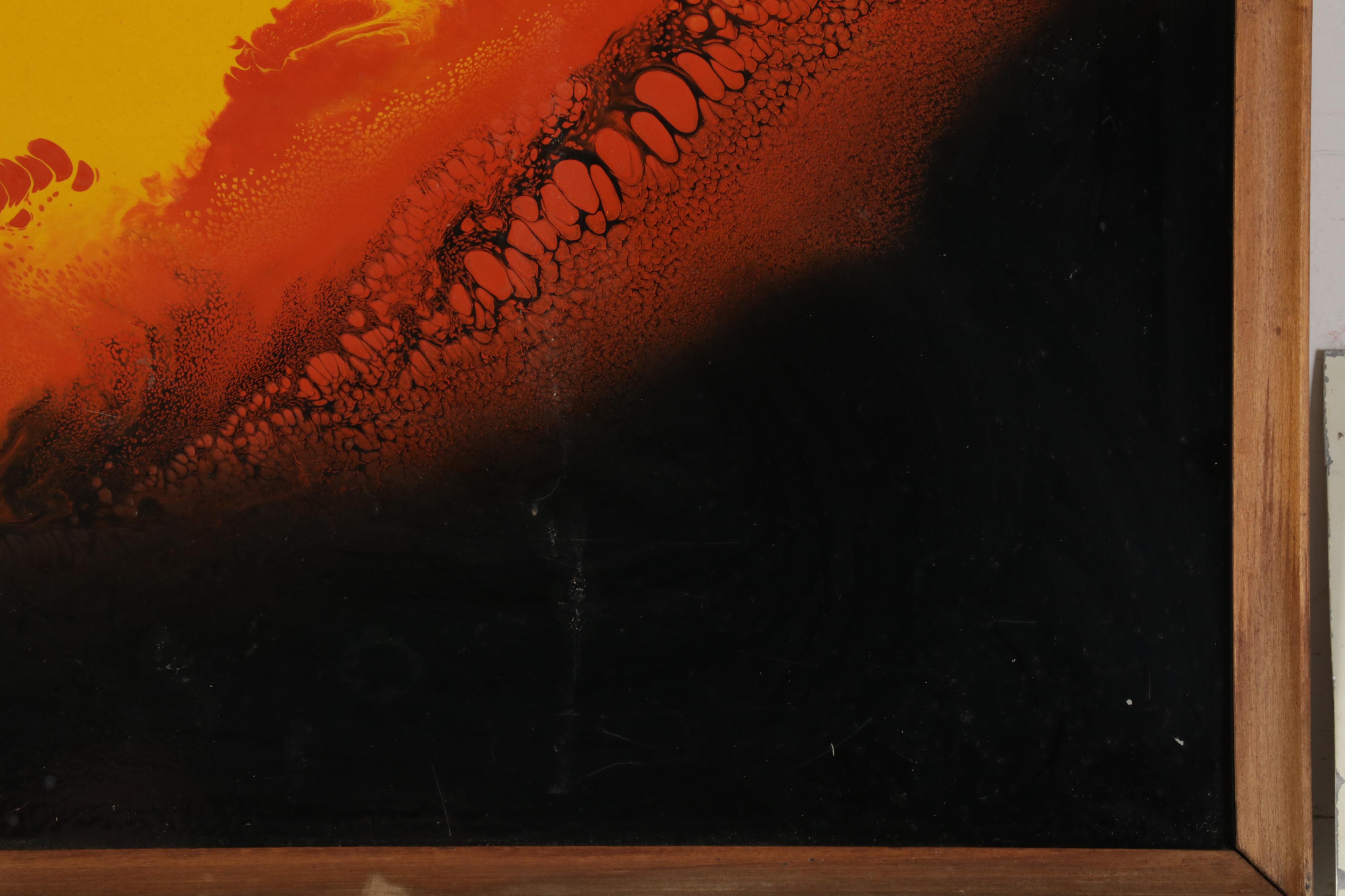 Abstract Acrylic Pour Paintings on Aluminum, Late 20th Century