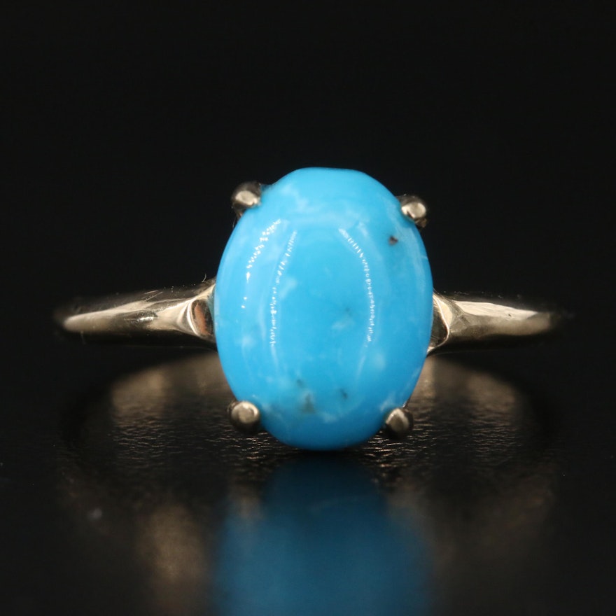 10K Oval Turquoise Cabochon Ring