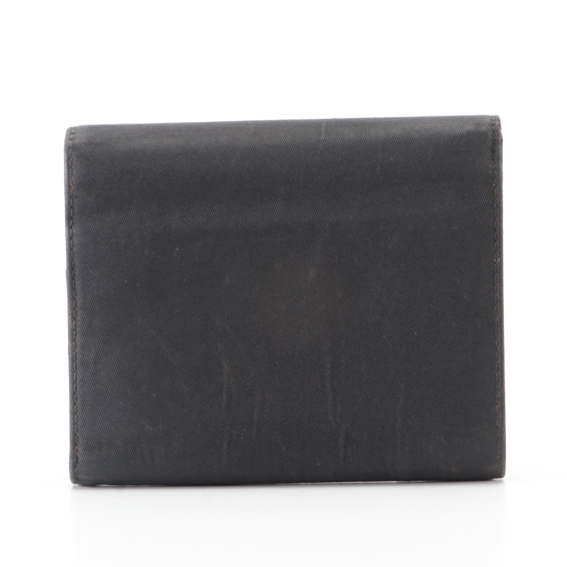 Prada Compact Trifold Wallet Black Nylon and Saffiano Leather