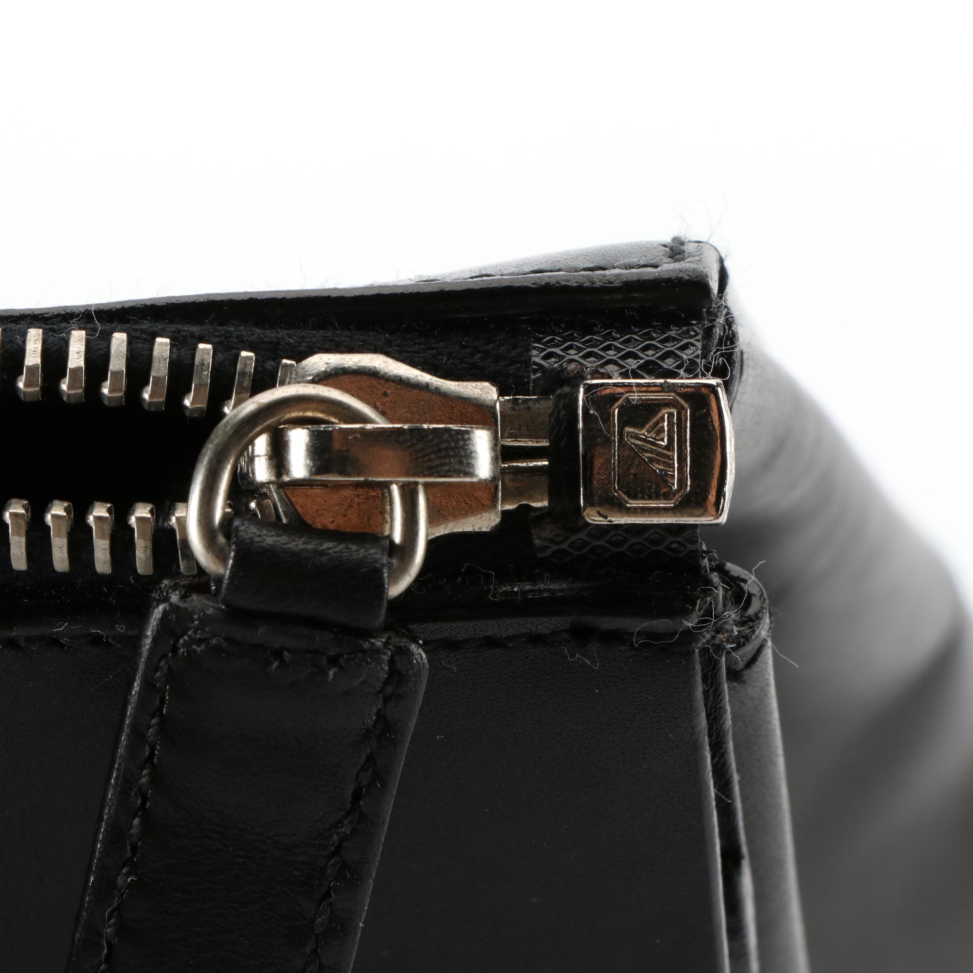 Prada Medium Zip Shoulder Bag in Black Calfskin Leather with Rubber Base