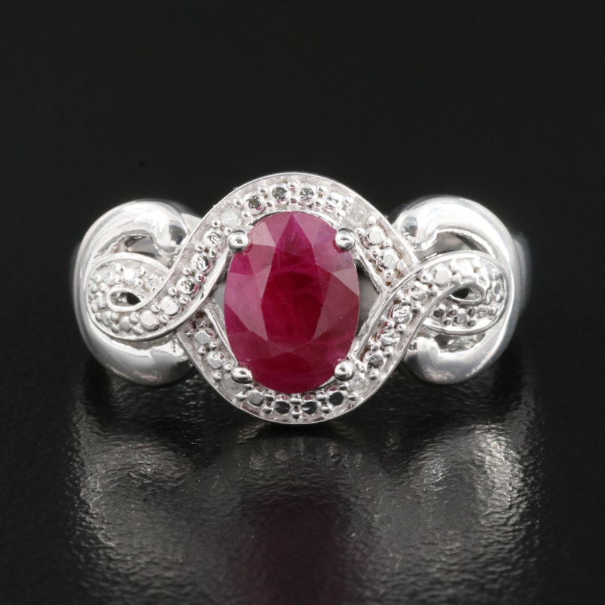 Sterling Ruby and Diamond Ring