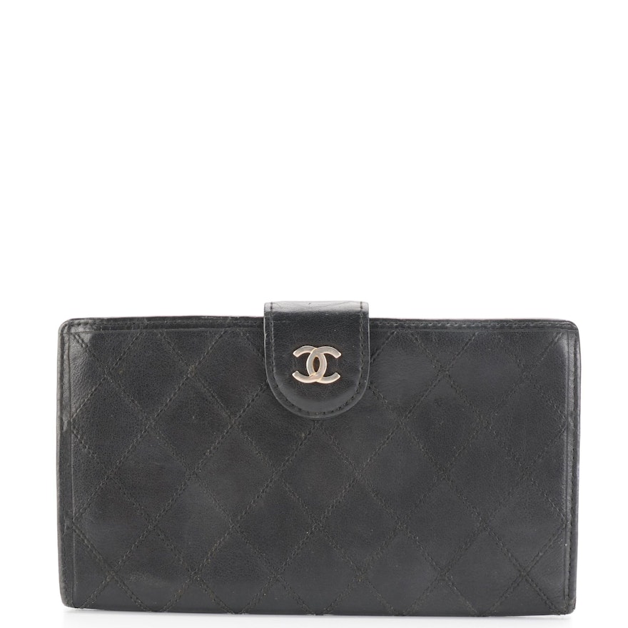 Chanel Black Lattice Work Leather Wallet