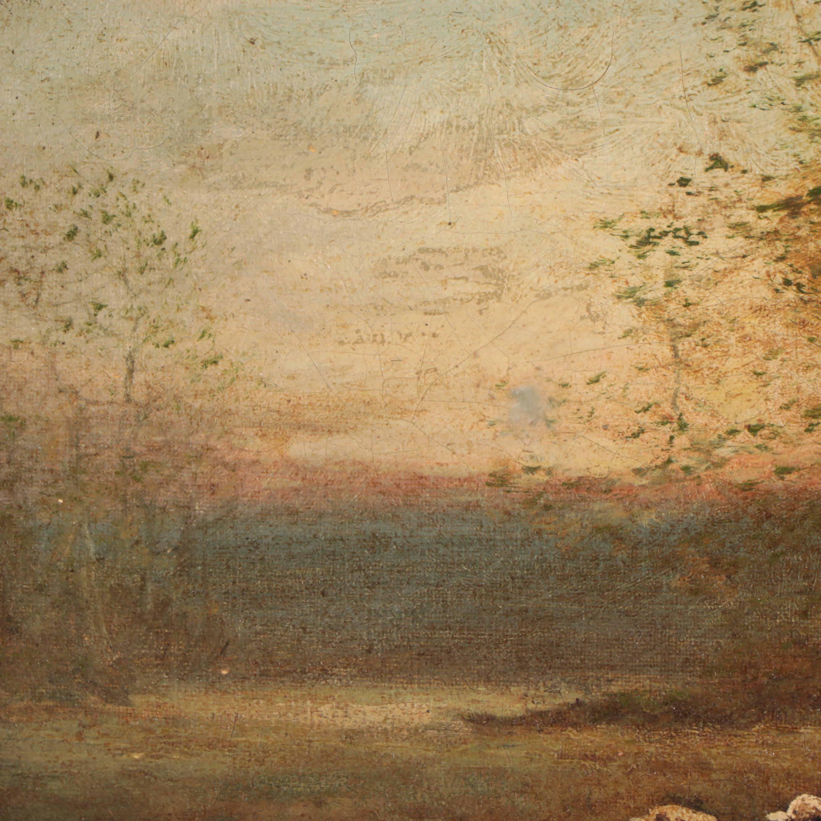 Pastoral Landscape Oil Painting of Grazing Sheep