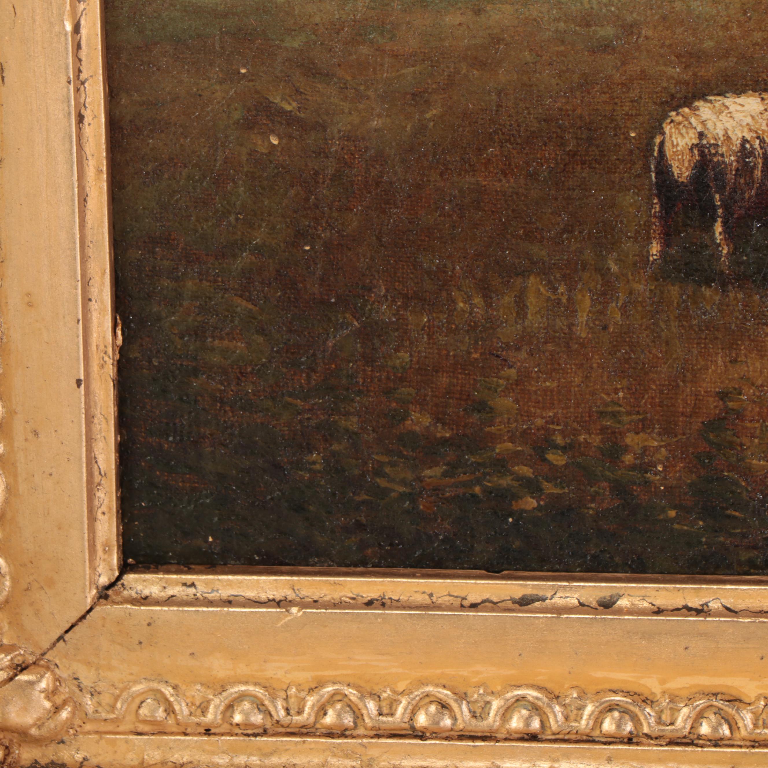 Pastoral Landscape Oil Painting of Grazing Sheep