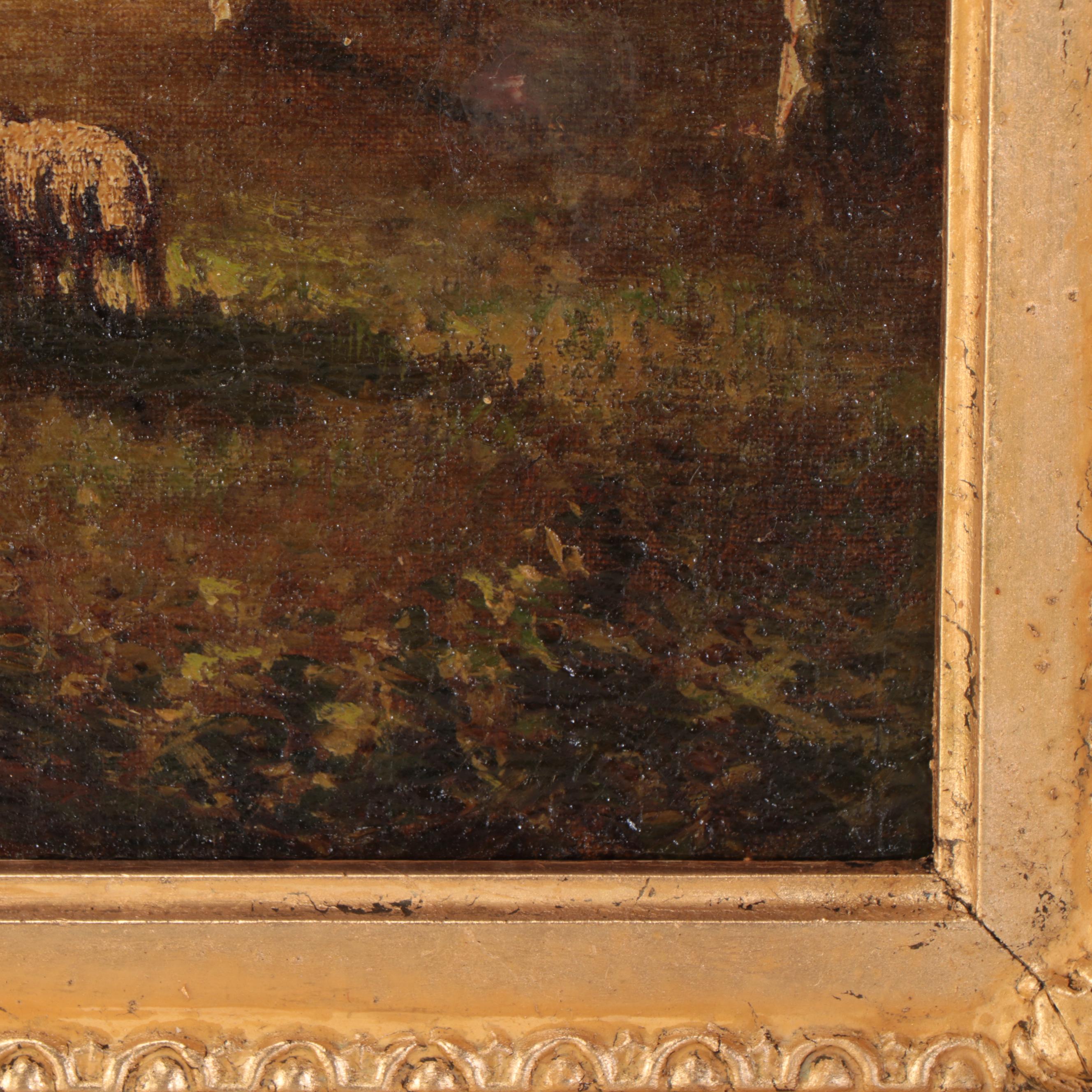 Pastoral Landscape Oil Painting of Grazing Sheep