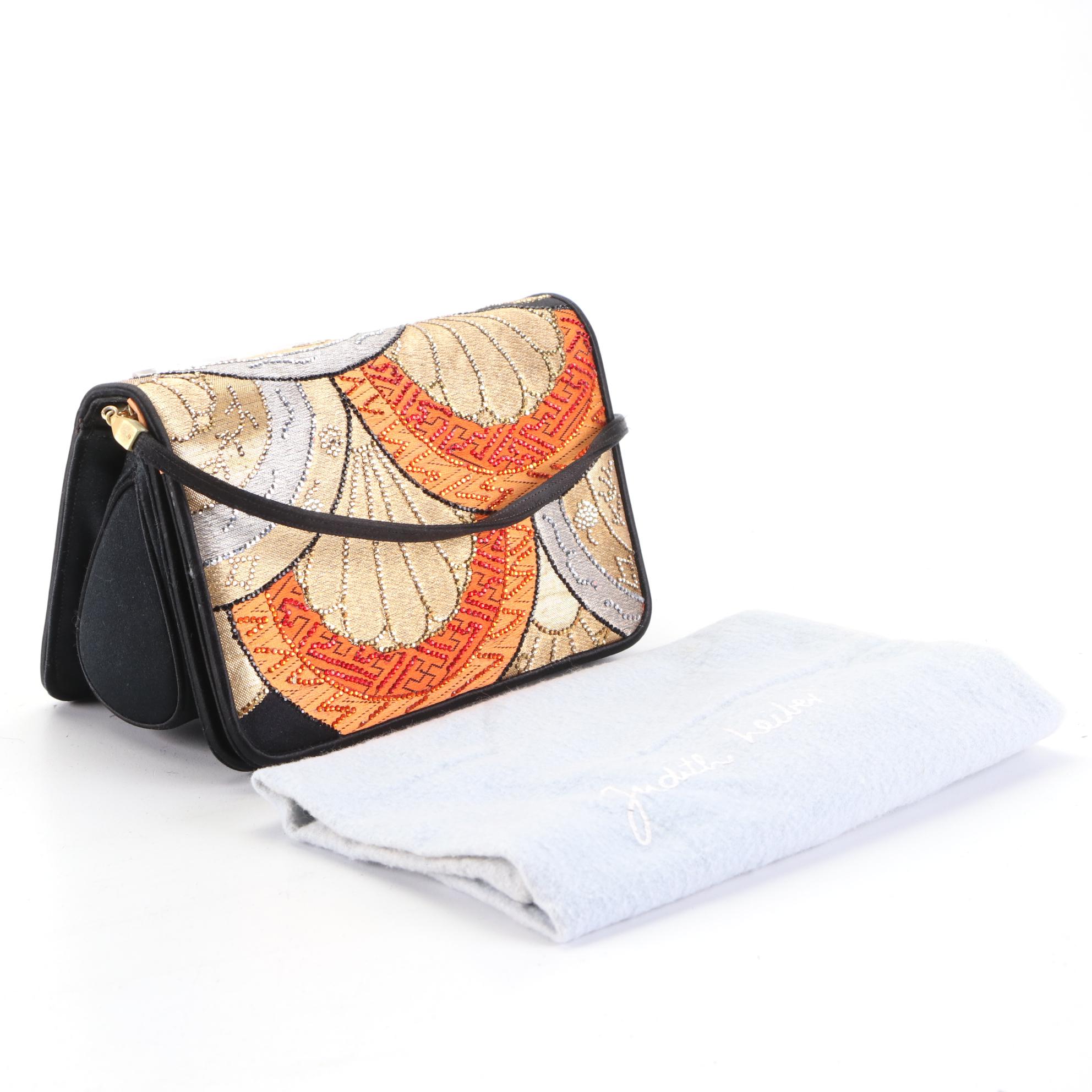 Vintage Judith Leiber Satin Clutch with Signed "The Artful Handbag" Book