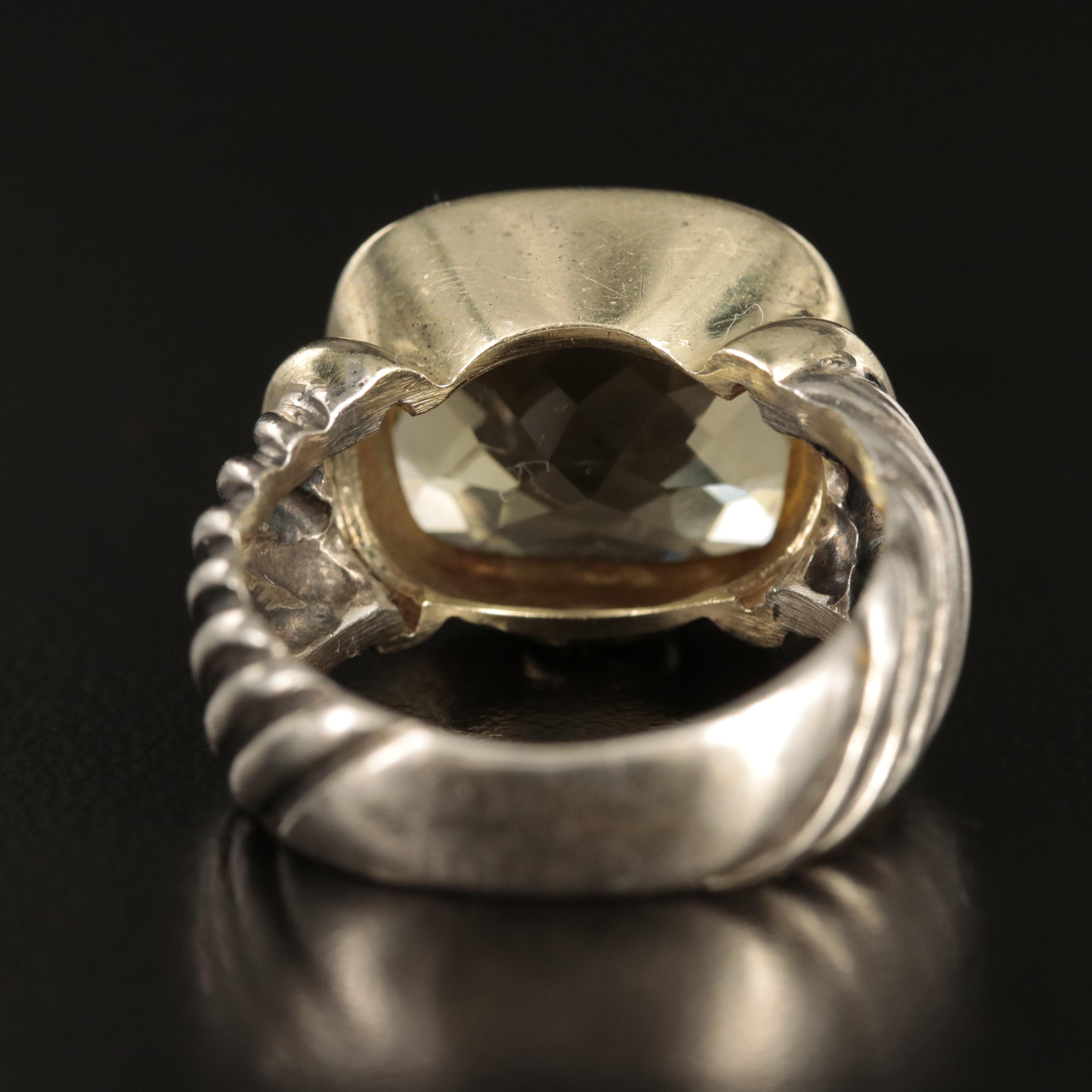 David Yurman "Noblesse" Sterling Citrine Ring with 14K Accent