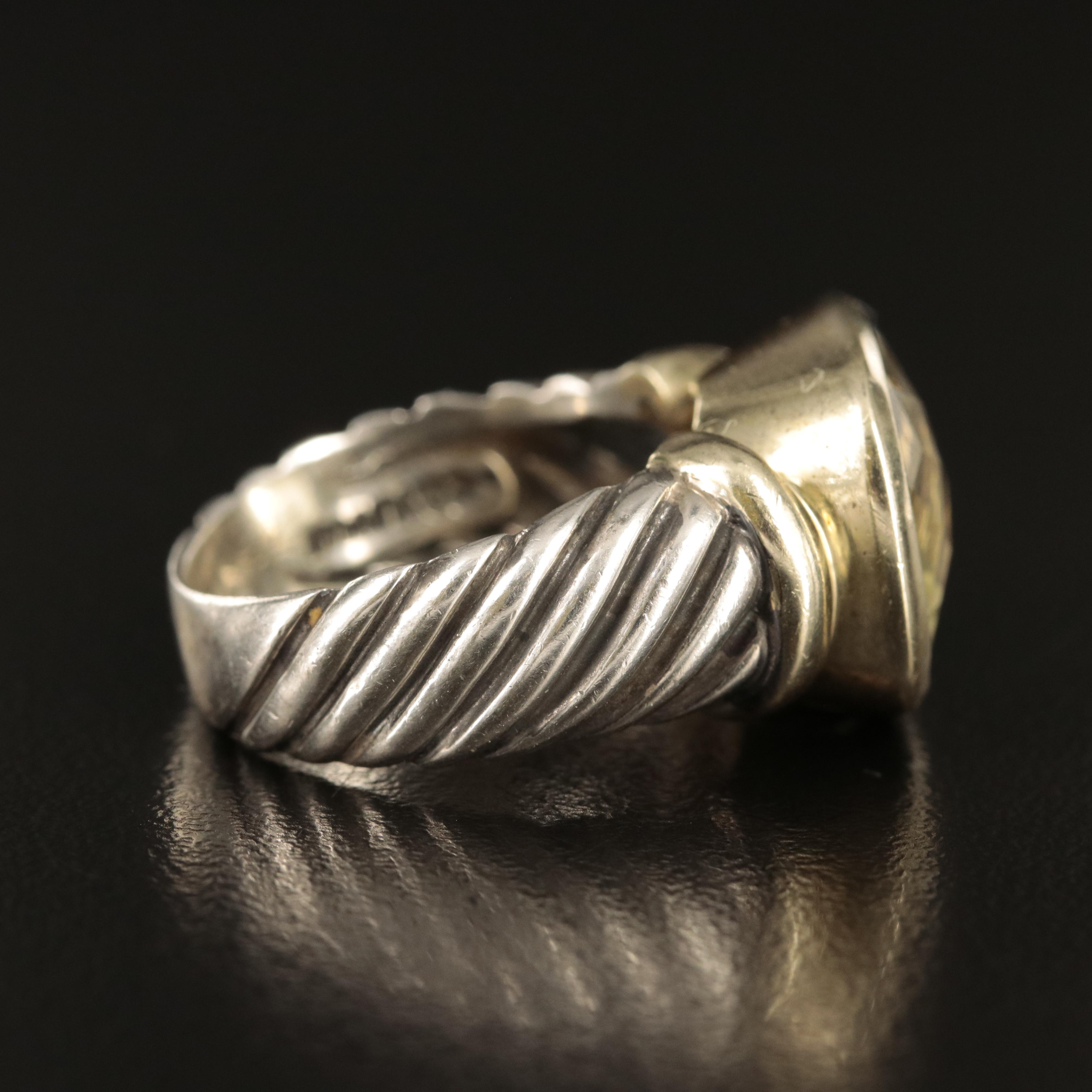 David Yurman "Noblesse" Sterling Citrine Ring with 14K Accent