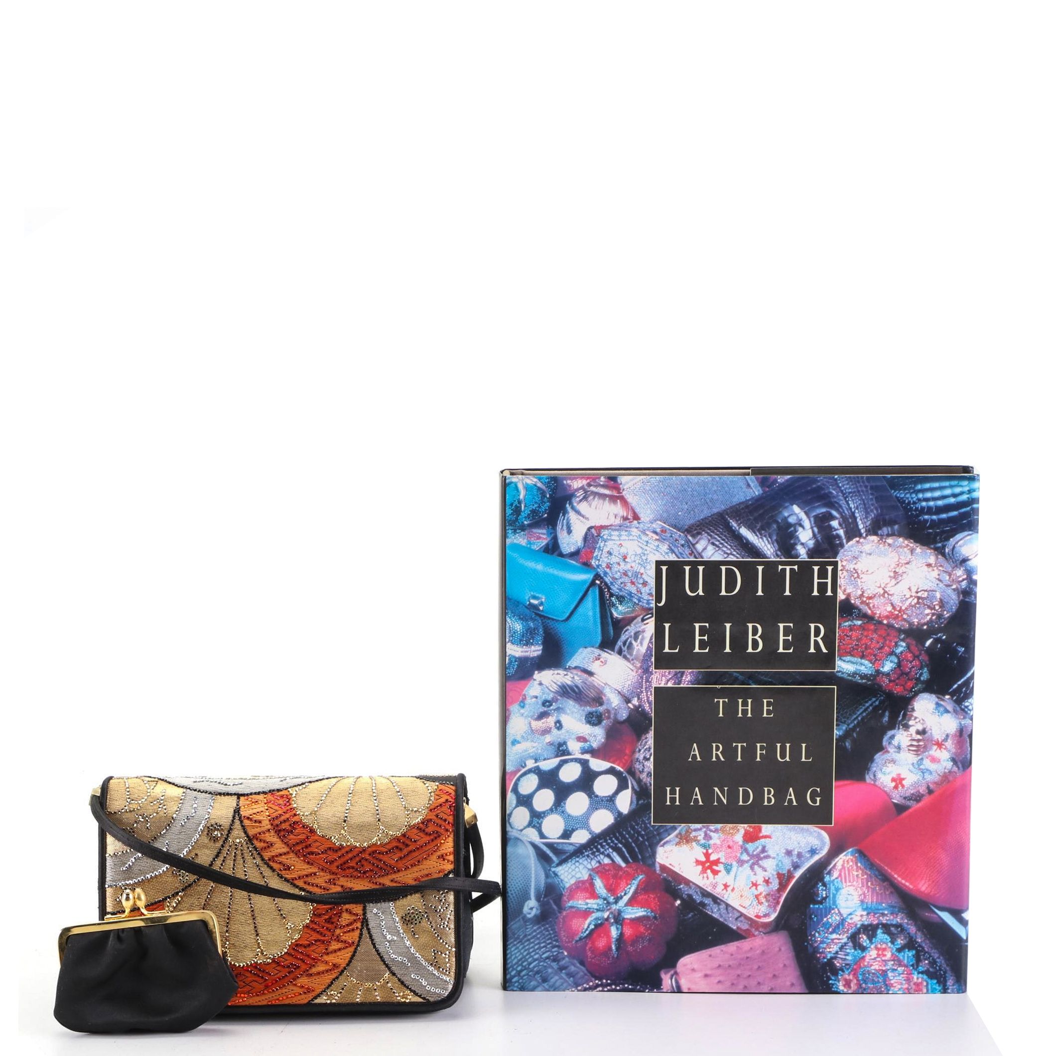 Vintage Judith Leiber Satin Clutch with Signed "The Artful Handbag" Book