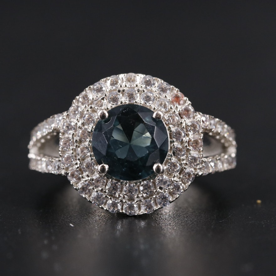 Sterling Topaz and Cubic Zirconia Ring