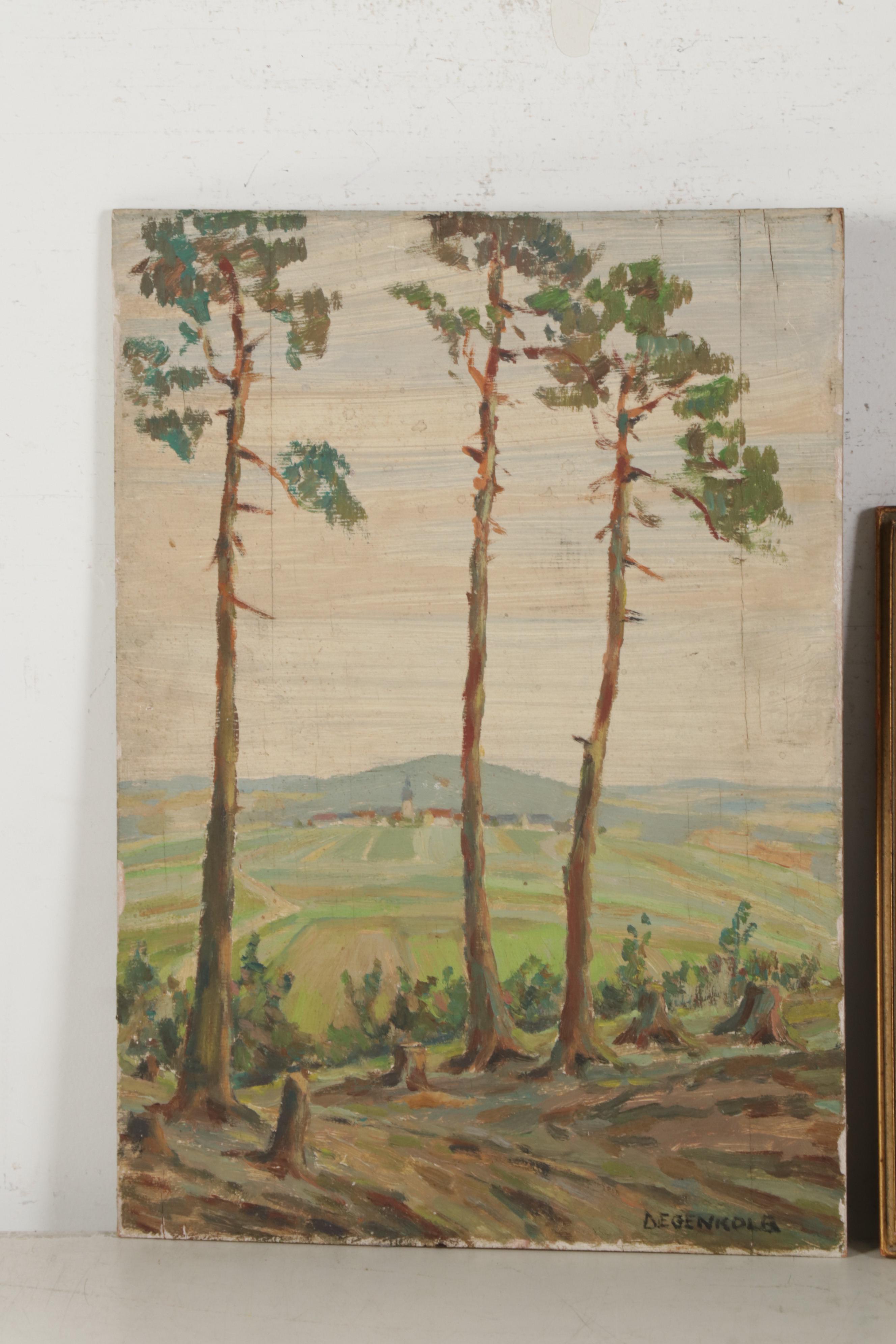 Landscape Oil Paintings of Bucolic Country Paths, Early-Mid 20th Century