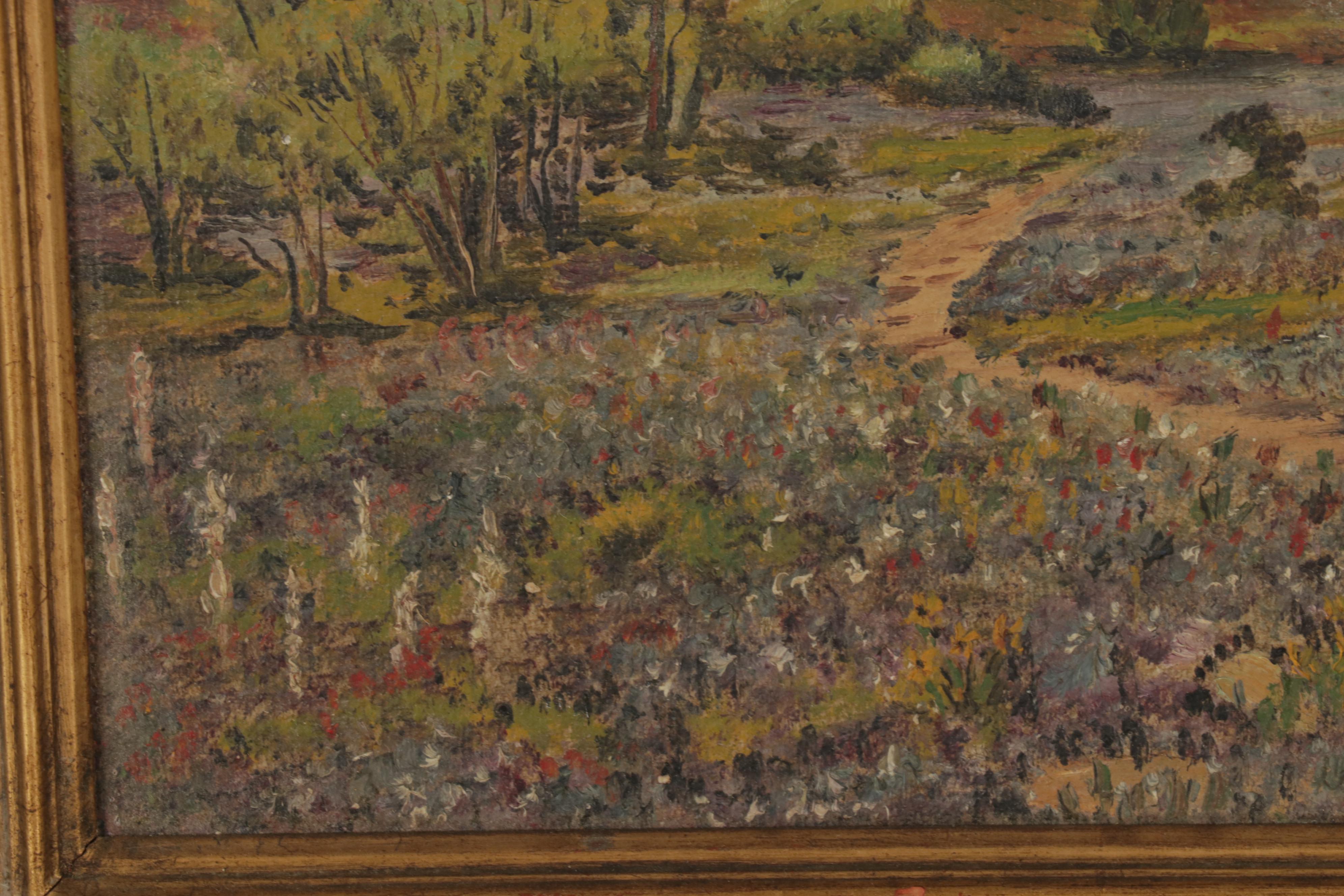 Landscape Oil Paintings of Bucolic Country Paths, Early-Mid 20th Century