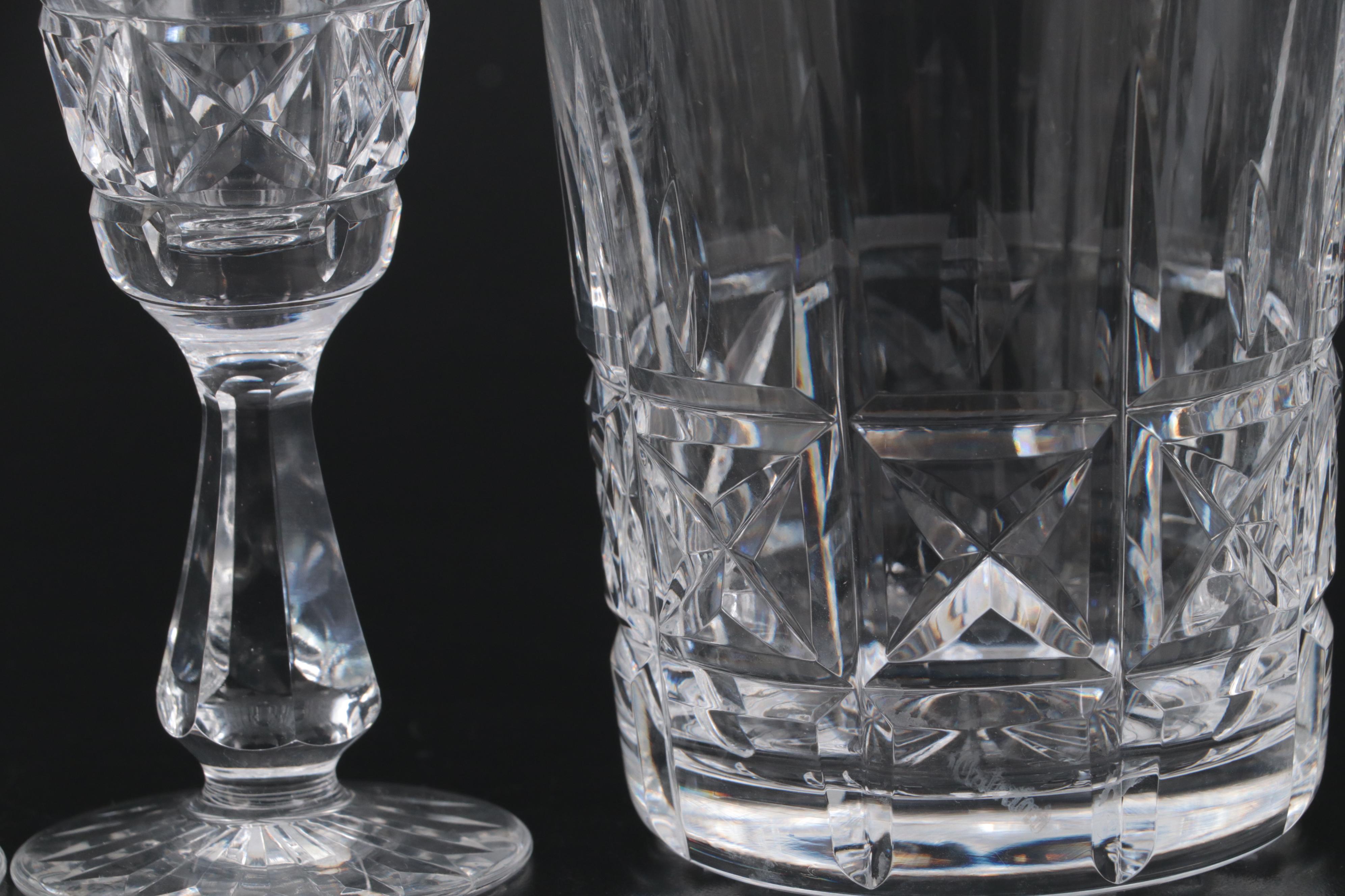 Waterford Crystal "Lismore" Glasses and Decanter with "Kylemore" Glasses
