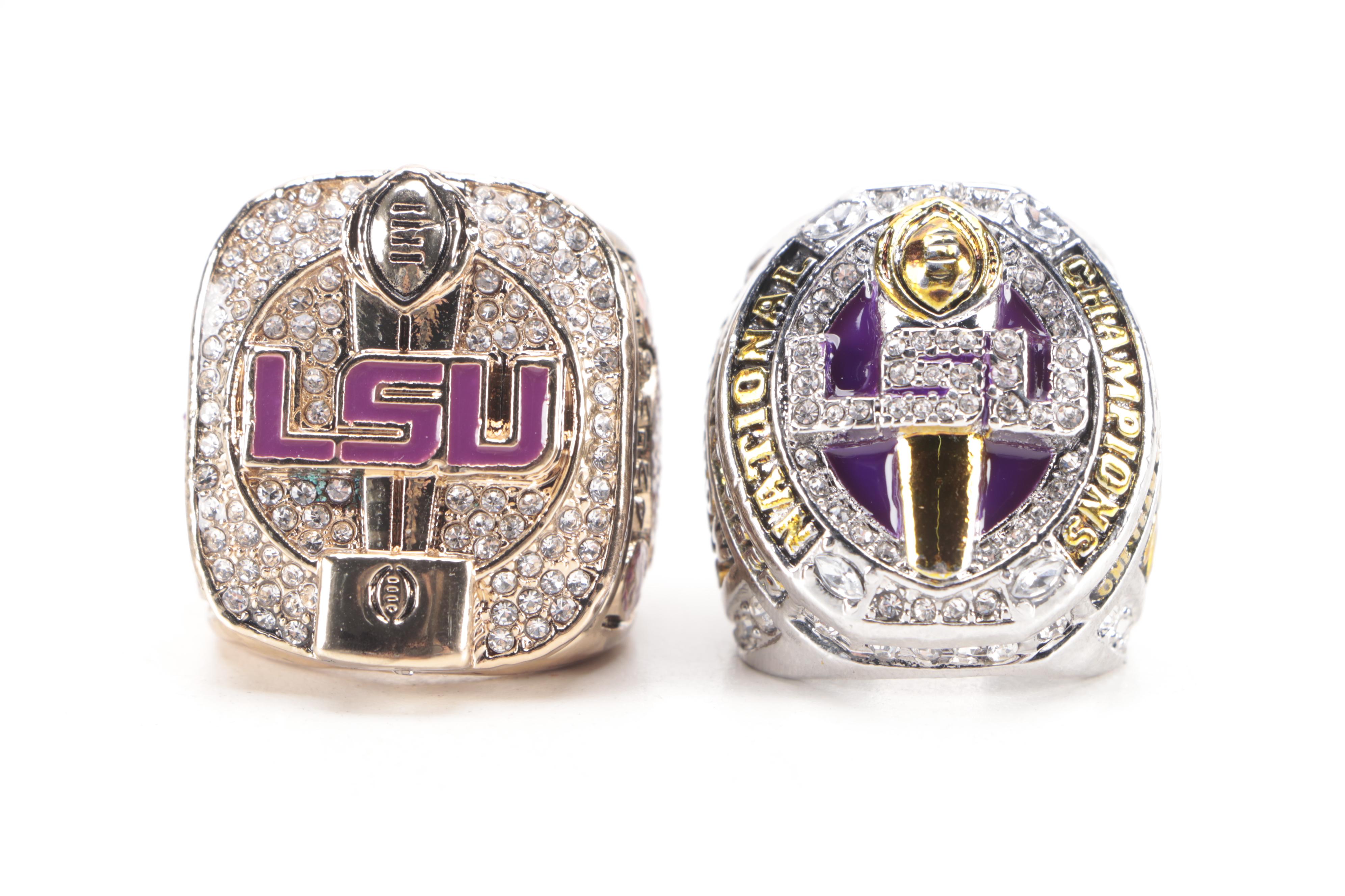 LSU Replica National Championship Rings With Burrow Personalized Ring in Case
