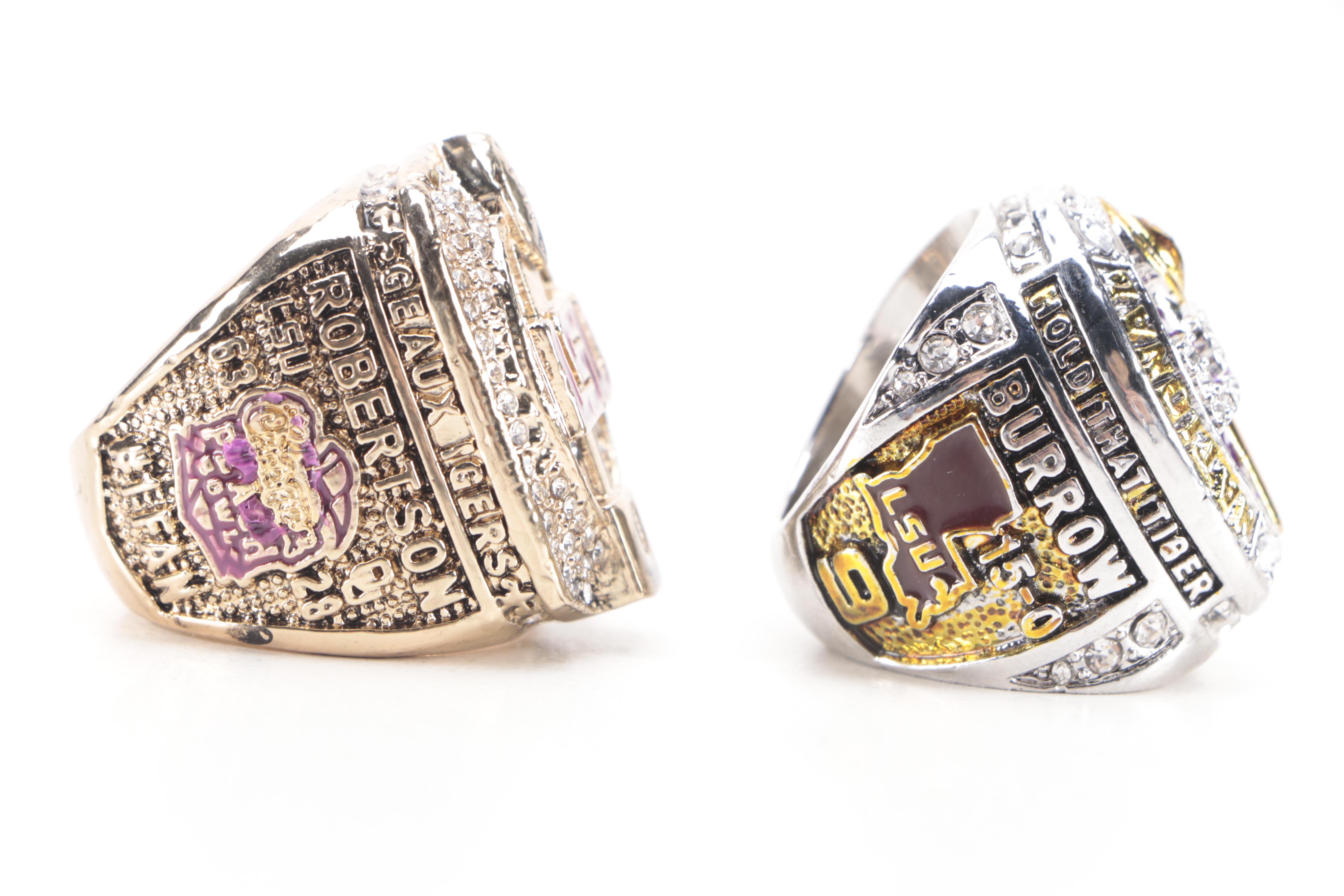 LSU Replica National Championship Rings With Burrow Personalized Ring in Case