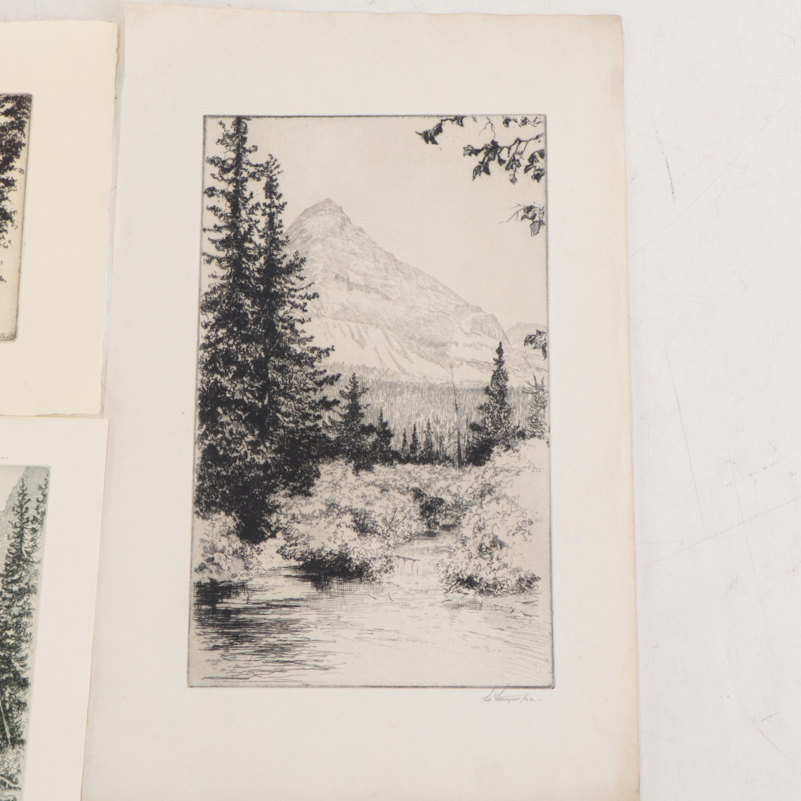 Lee Sturges Etchings Including "Cut Bank Creek," 1922