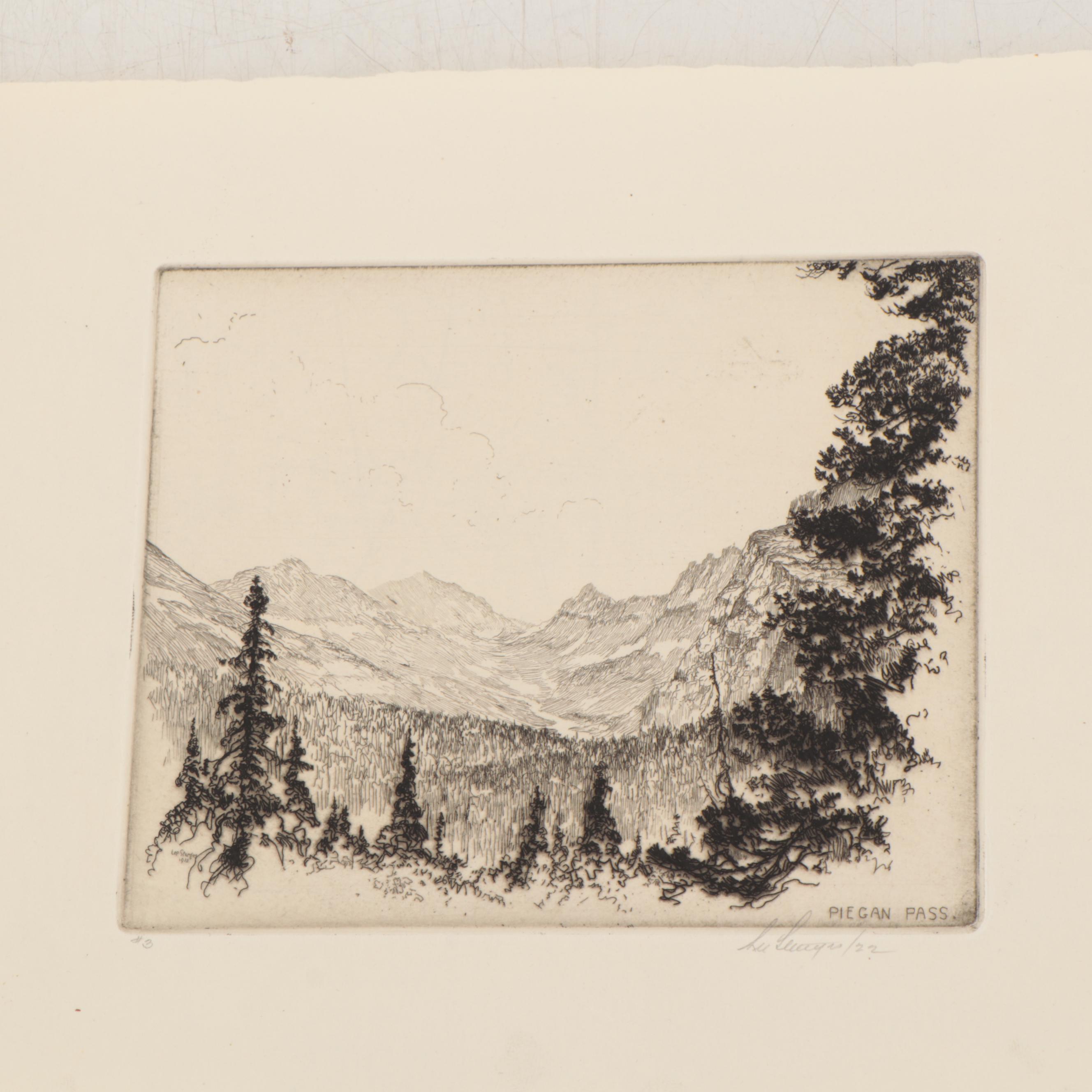 Lee Sturges Etchings Including "Cut Bank Creek," 1922