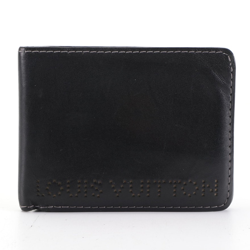 Louis Vuitton Perforated Black Leather Bifold Wallet