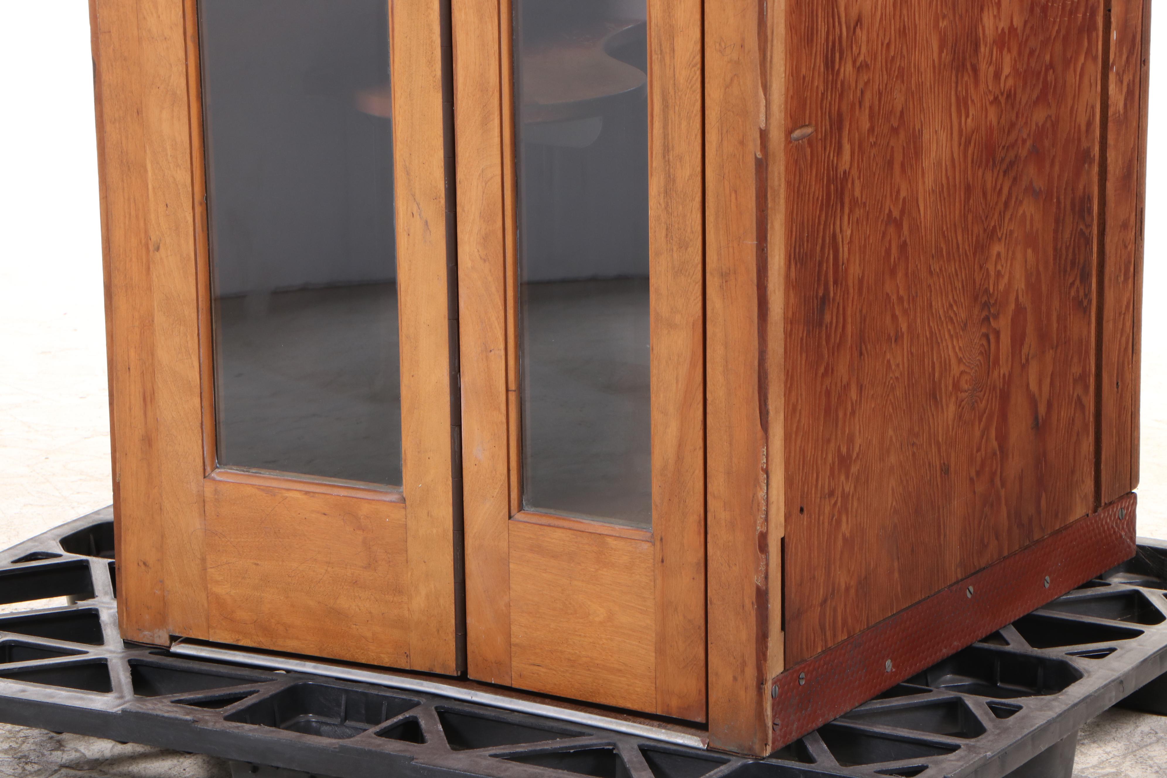 Built-In Birch Telephone Booth with Light and Ventilation, Mid-20th Century