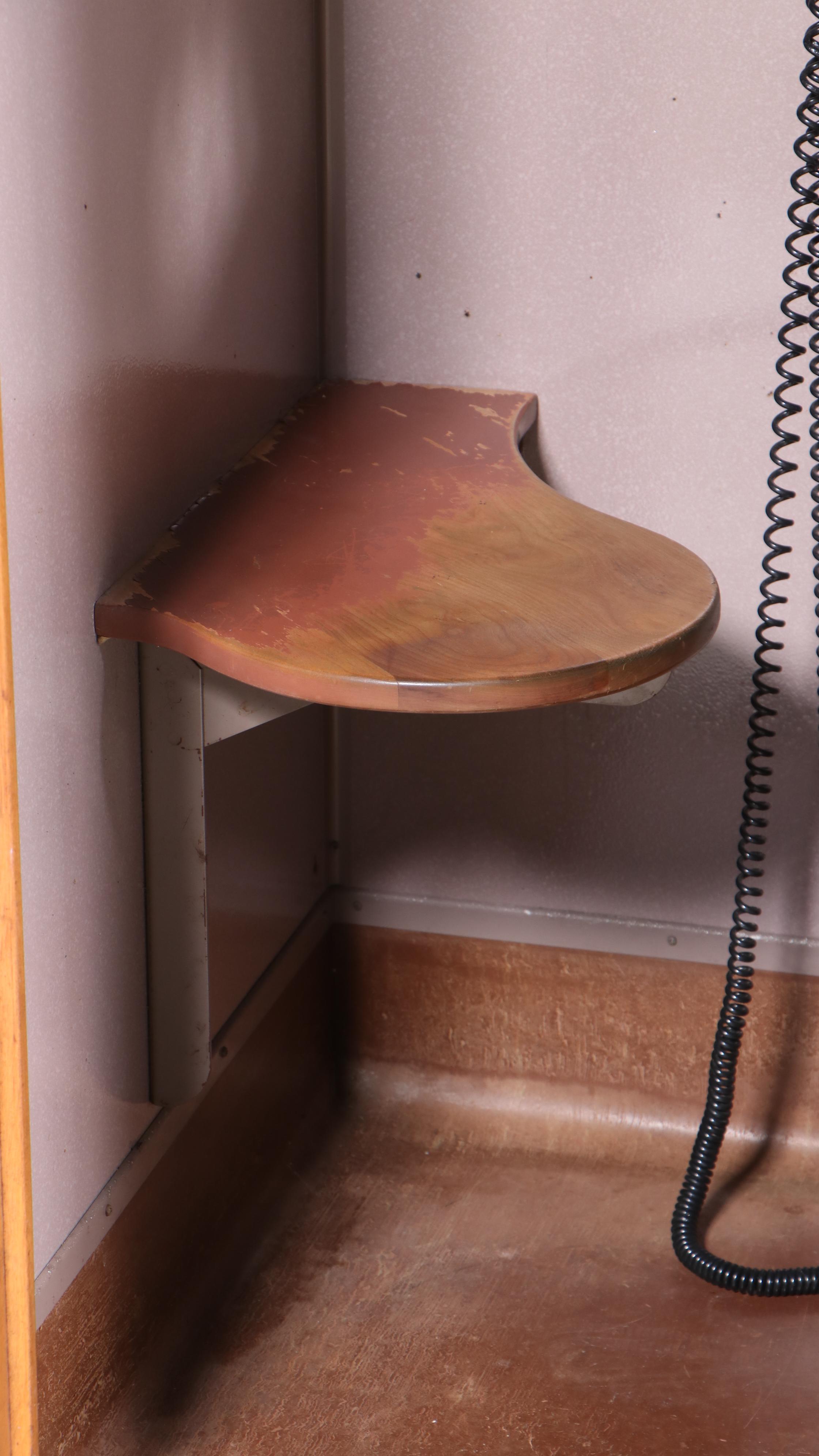 Built-In Birch Telephone Booth with Light and Ventilation, Mid-20th Century