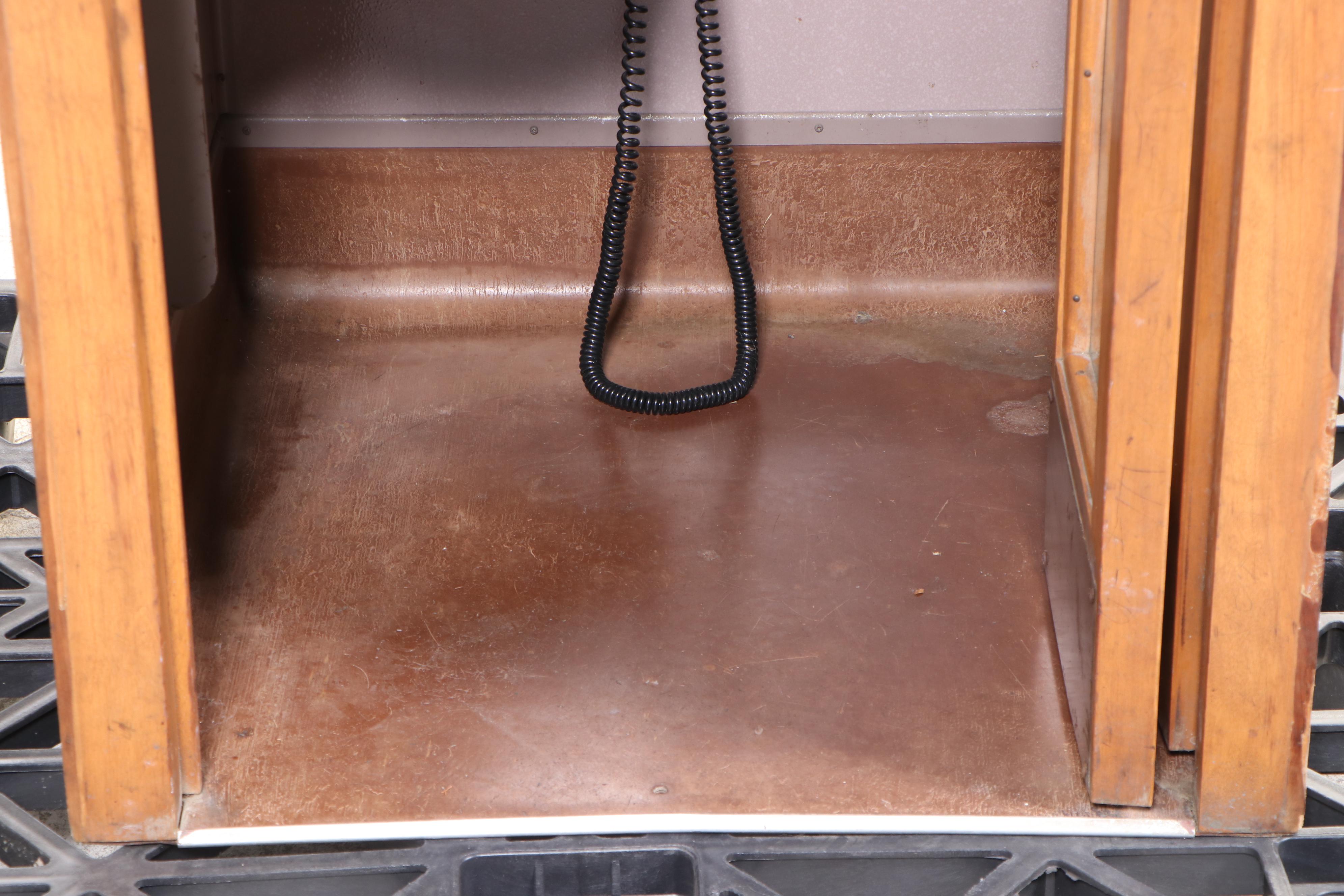 Built-In Birch Telephone Booth with Light and Ventilation, Mid-20th Century