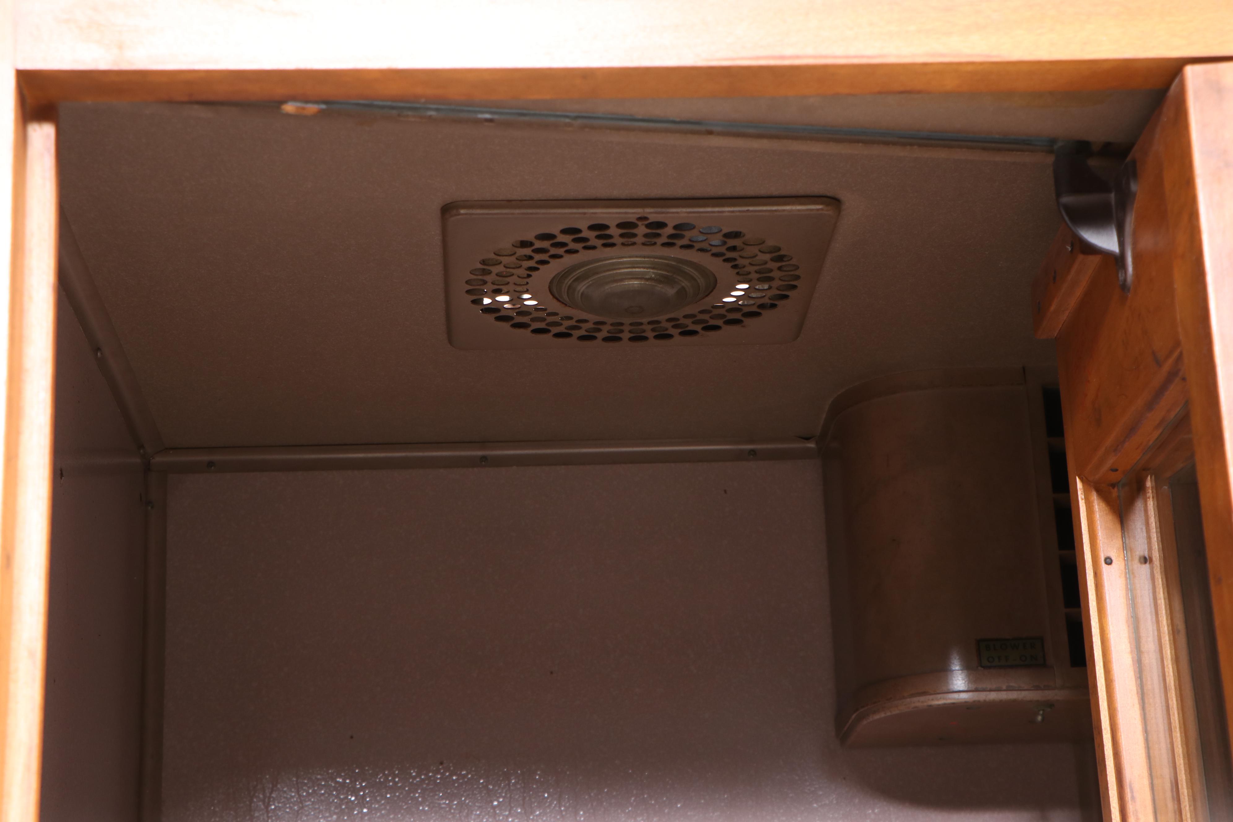 Built-In Birch Telephone Booth with Light and Ventilation, Mid-20th Century