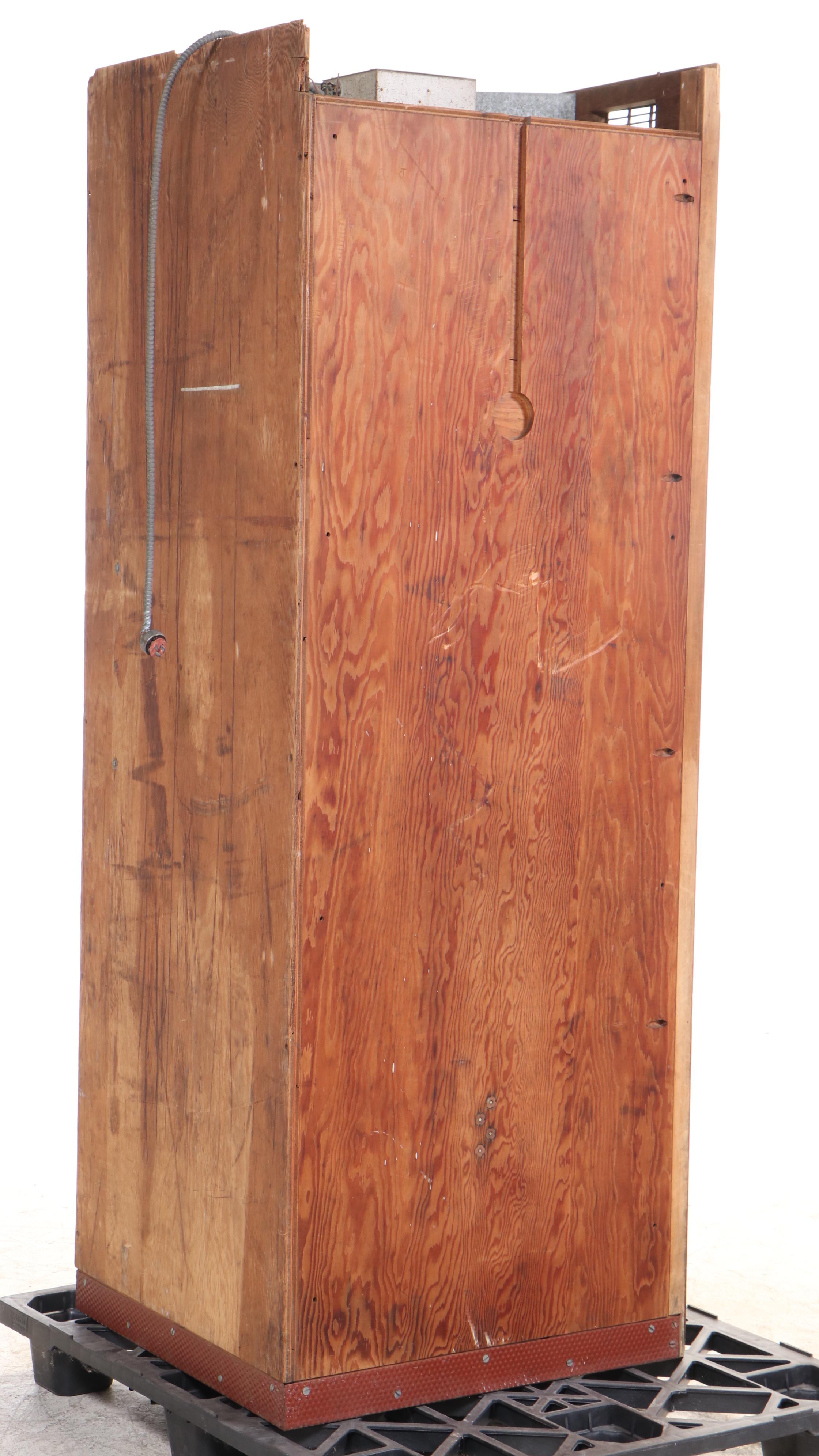 Built-In Birch Telephone Booth with Light and Ventilation, Mid-20th Century