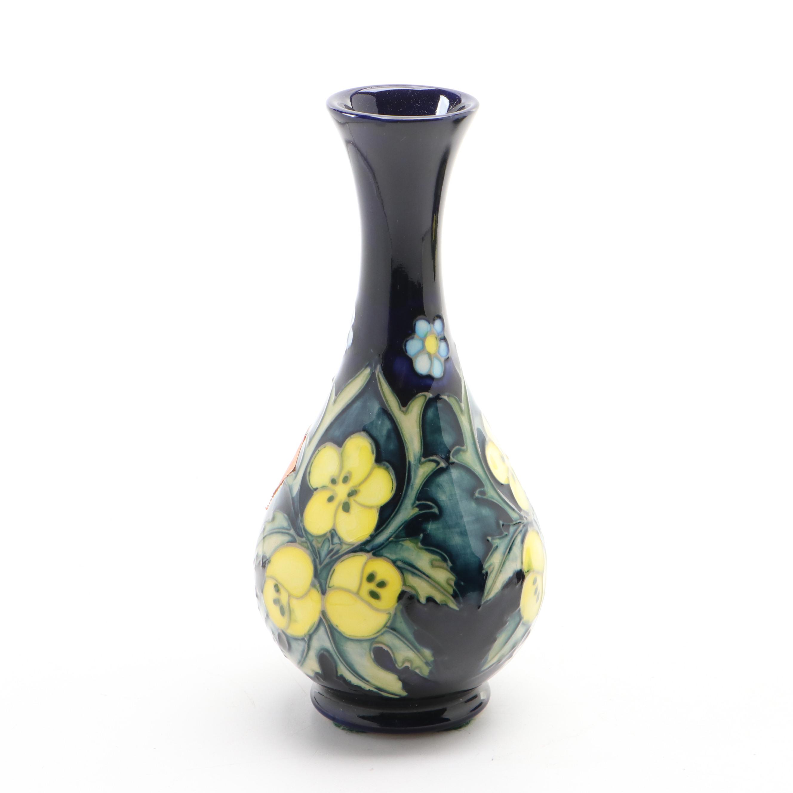 Moorcroft Pottery "Buttercup" Vase and Lidded Vessel, Late 20th Century