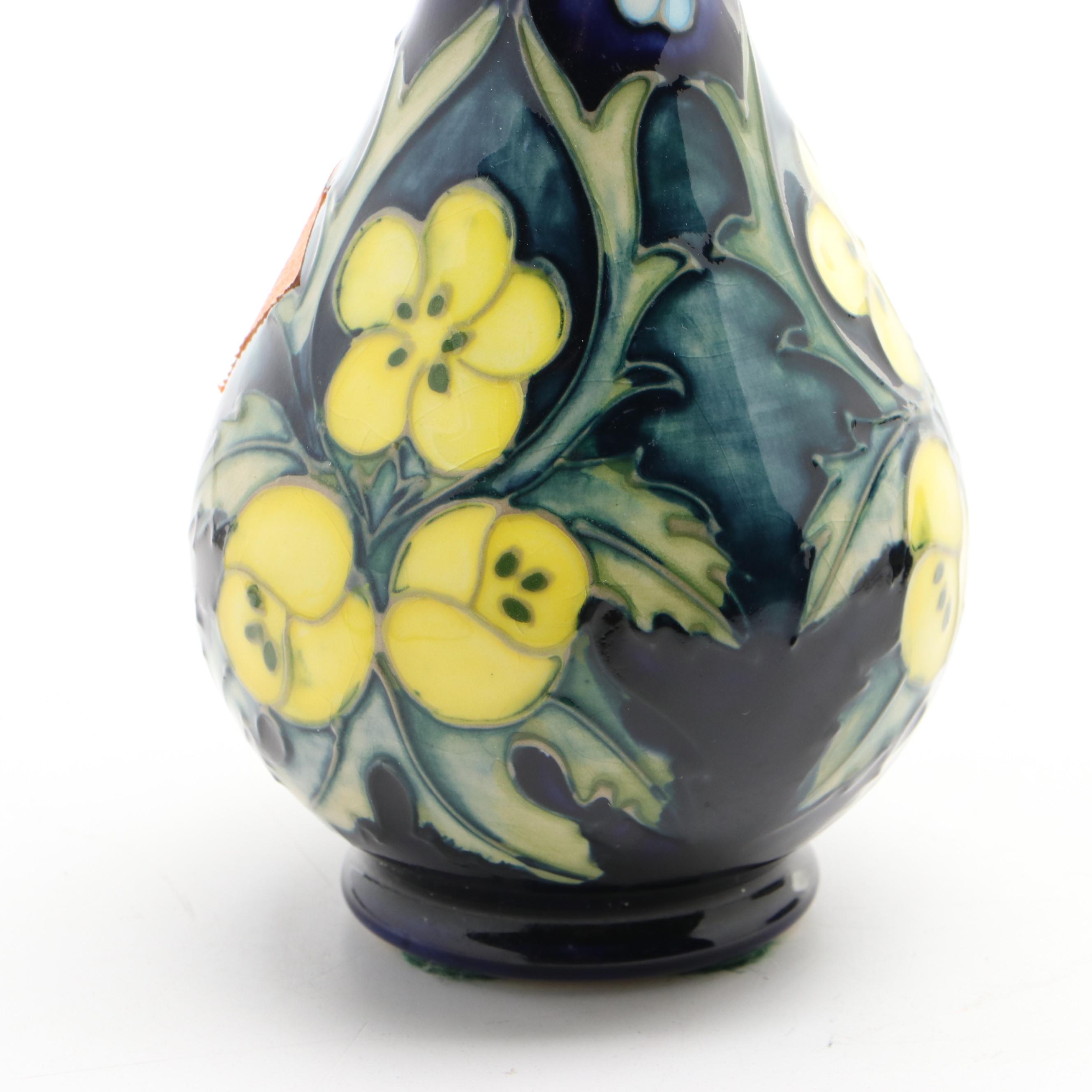 Moorcroft Pottery "Buttercup" Vase and Lidded Vessel, Late 20th Century