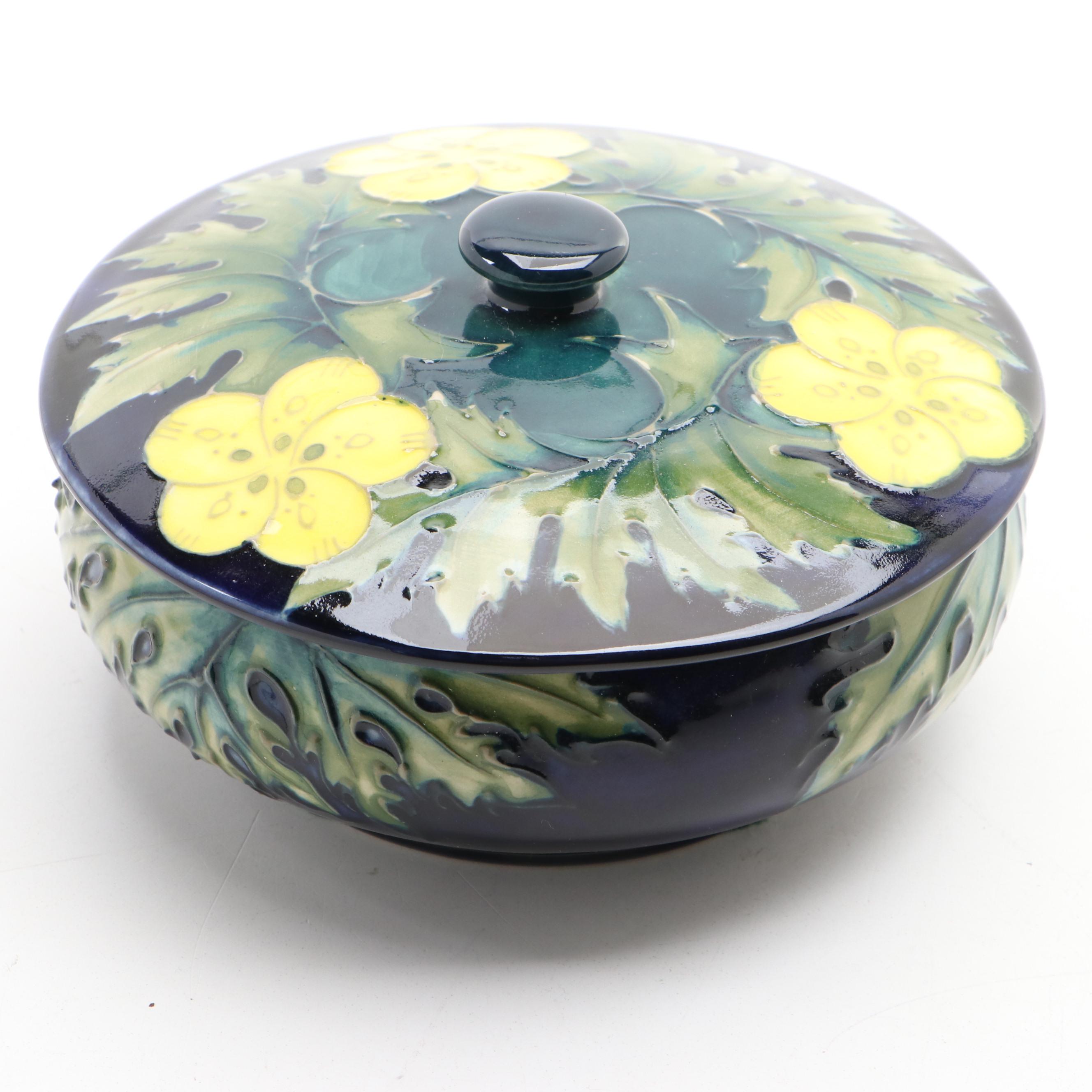 Moorcroft Pottery "Buttercup" Vase and Lidded Vessel, Late 20th Century