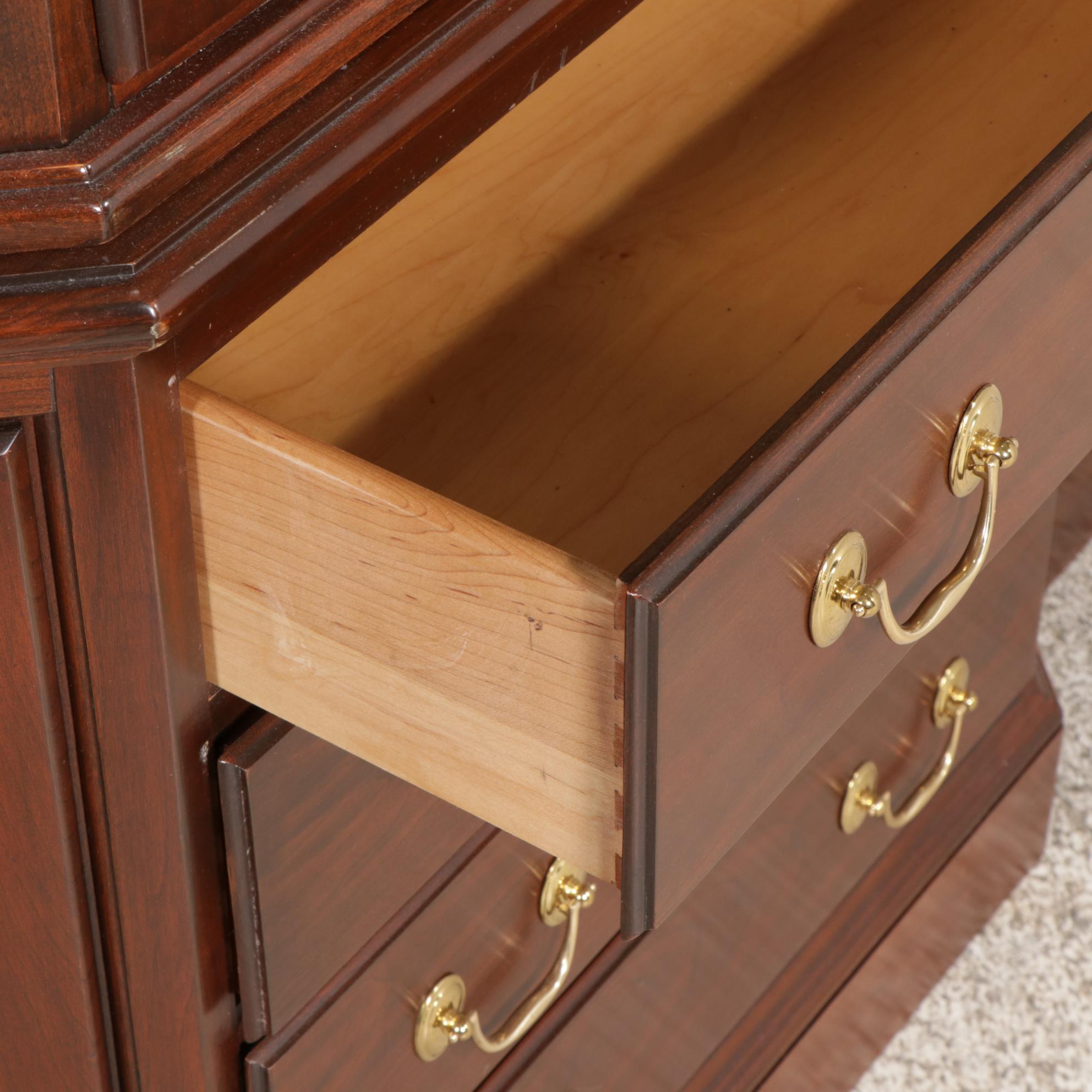 Harden George III Style Cherry Two-Piece China Cabinet, Late 20th Century