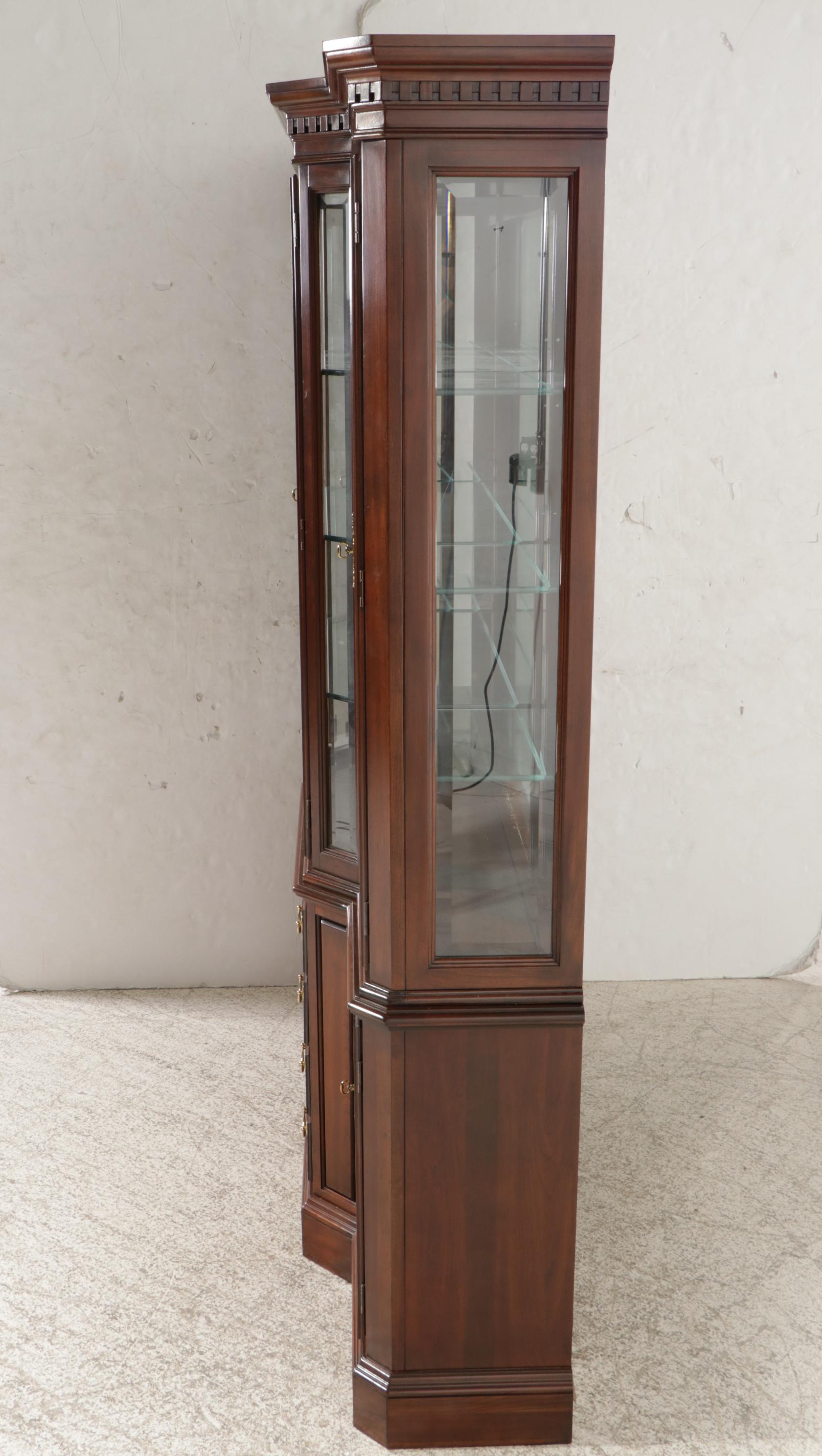 Harden George III Style Cherry Two-Piece China Cabinet, Late 20th Century