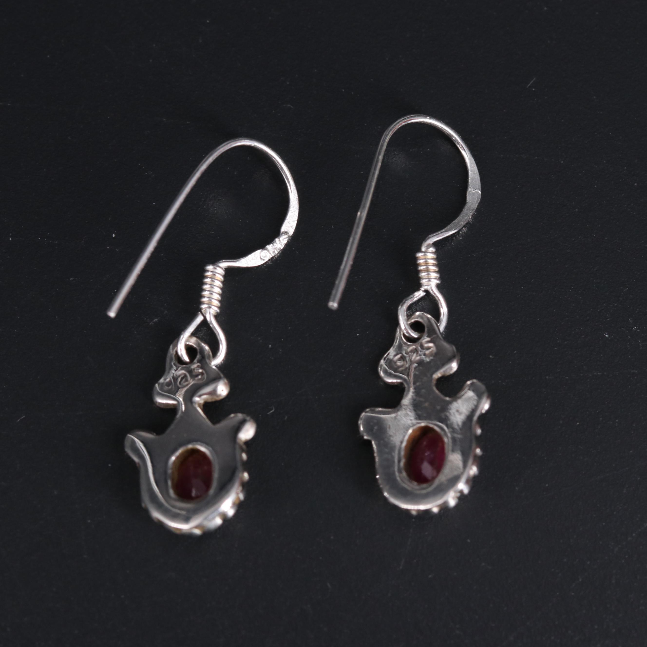 Sterling Silver Ruby Drop Earrings
