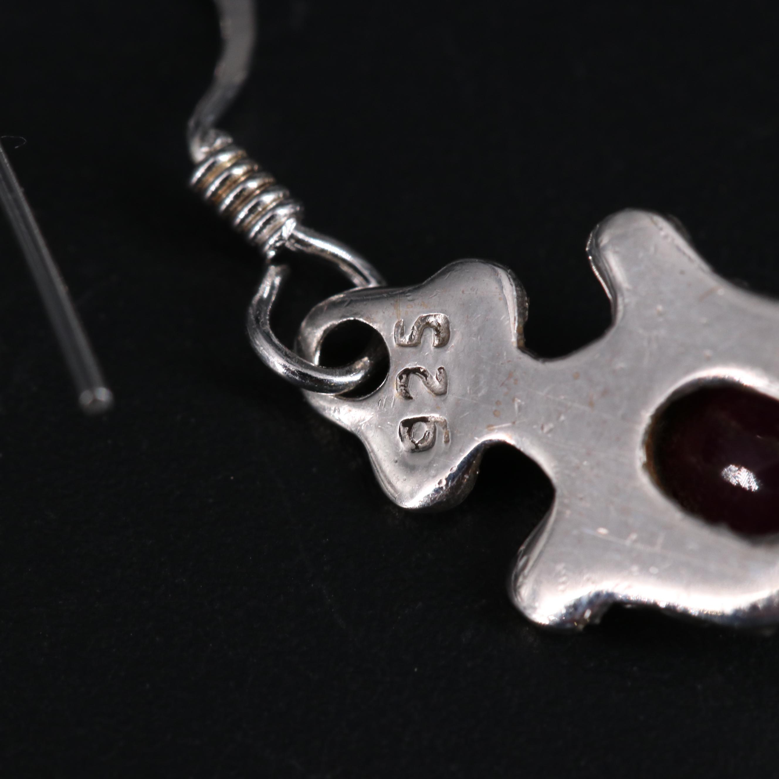 Sterling Silver Ruby Drop Earrings