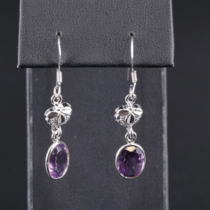 Sterling Amethyst Drop Earrings