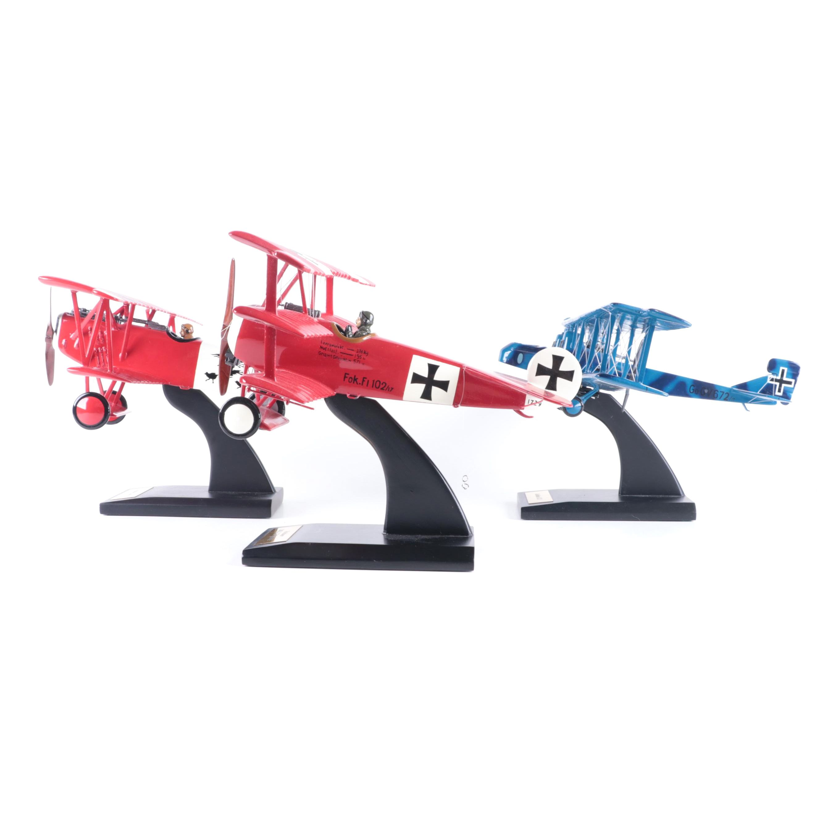 Fokker Biplane and Triplane with Gotha GV Model Airplane