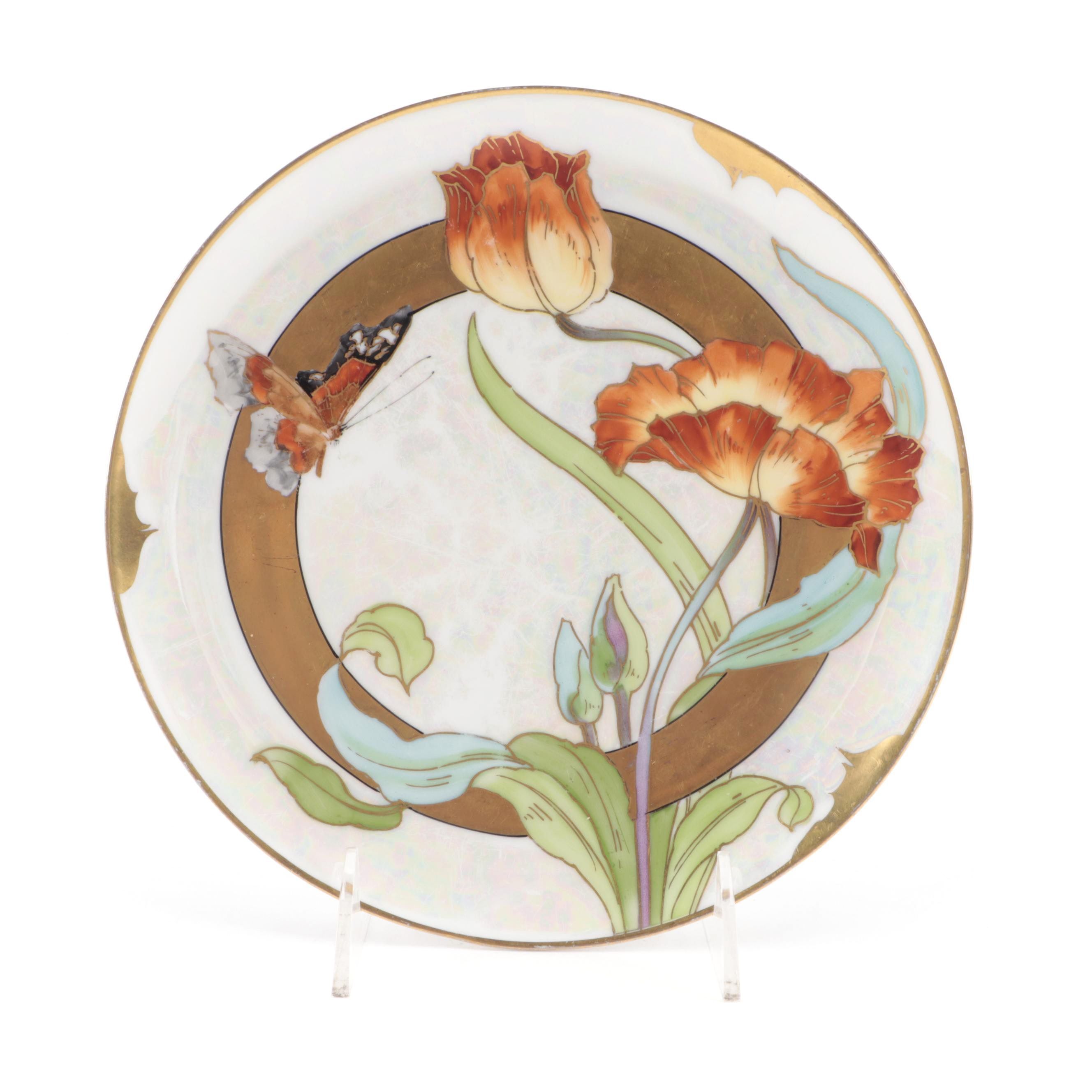 Julius Brauer Hand-Painted Lustreware Haviland Porcelain Cabinet Plate