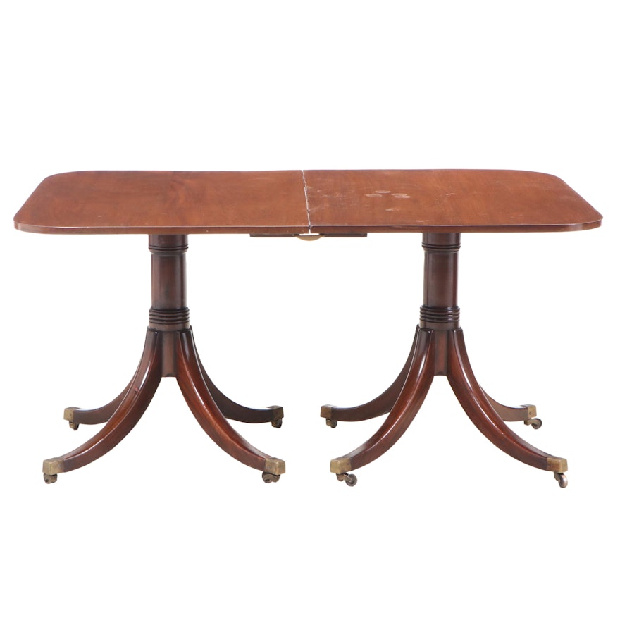 George III Style Mahogany Double-Pedestal Dining Table