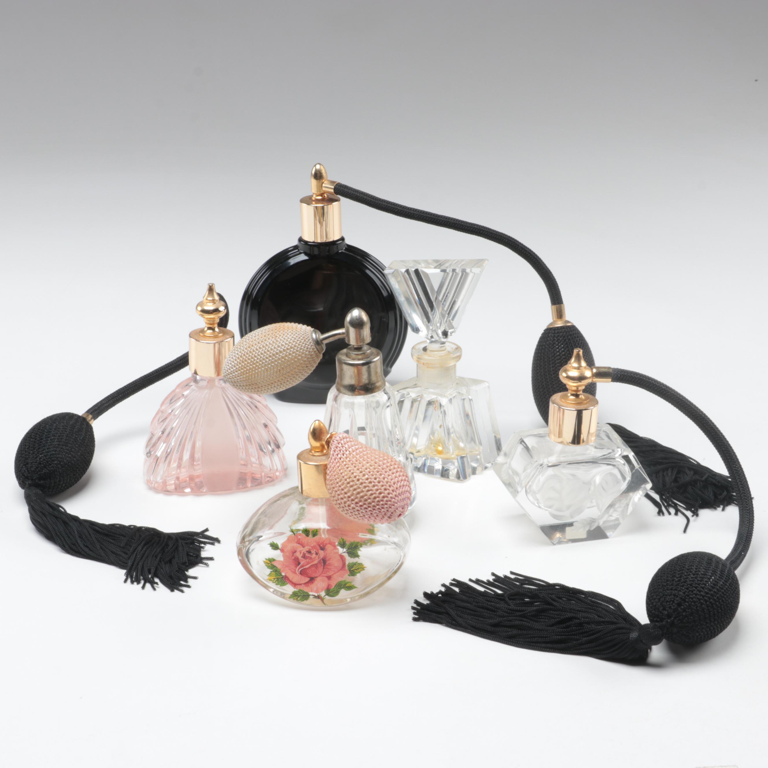 Waterford Crystal Perfume Atomizer with other Glass Atomizers and Perfume Bottle