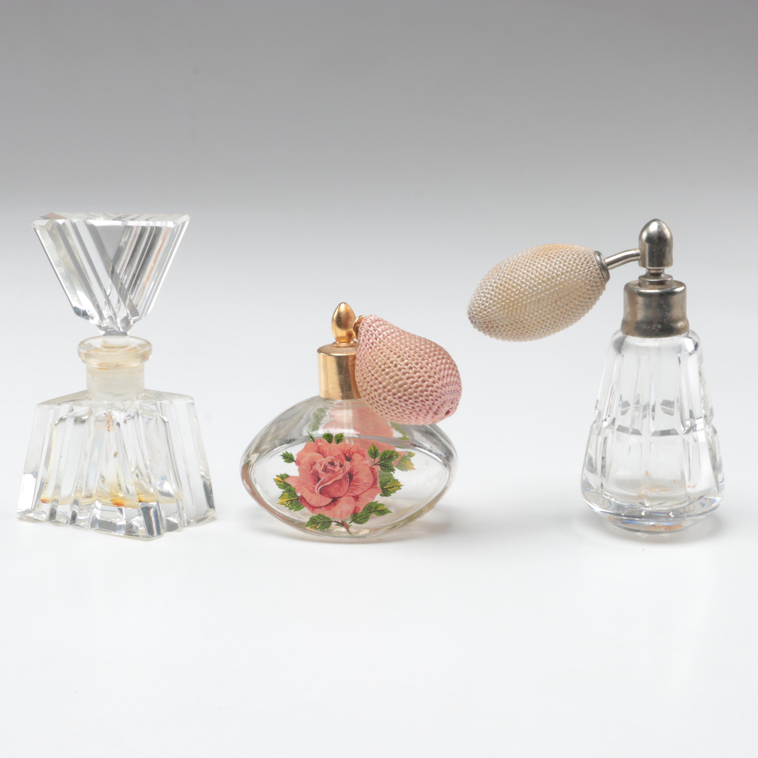 Waterford Crystal Perfume Atomizer with other Glass Atomizers and Perfume Bottle