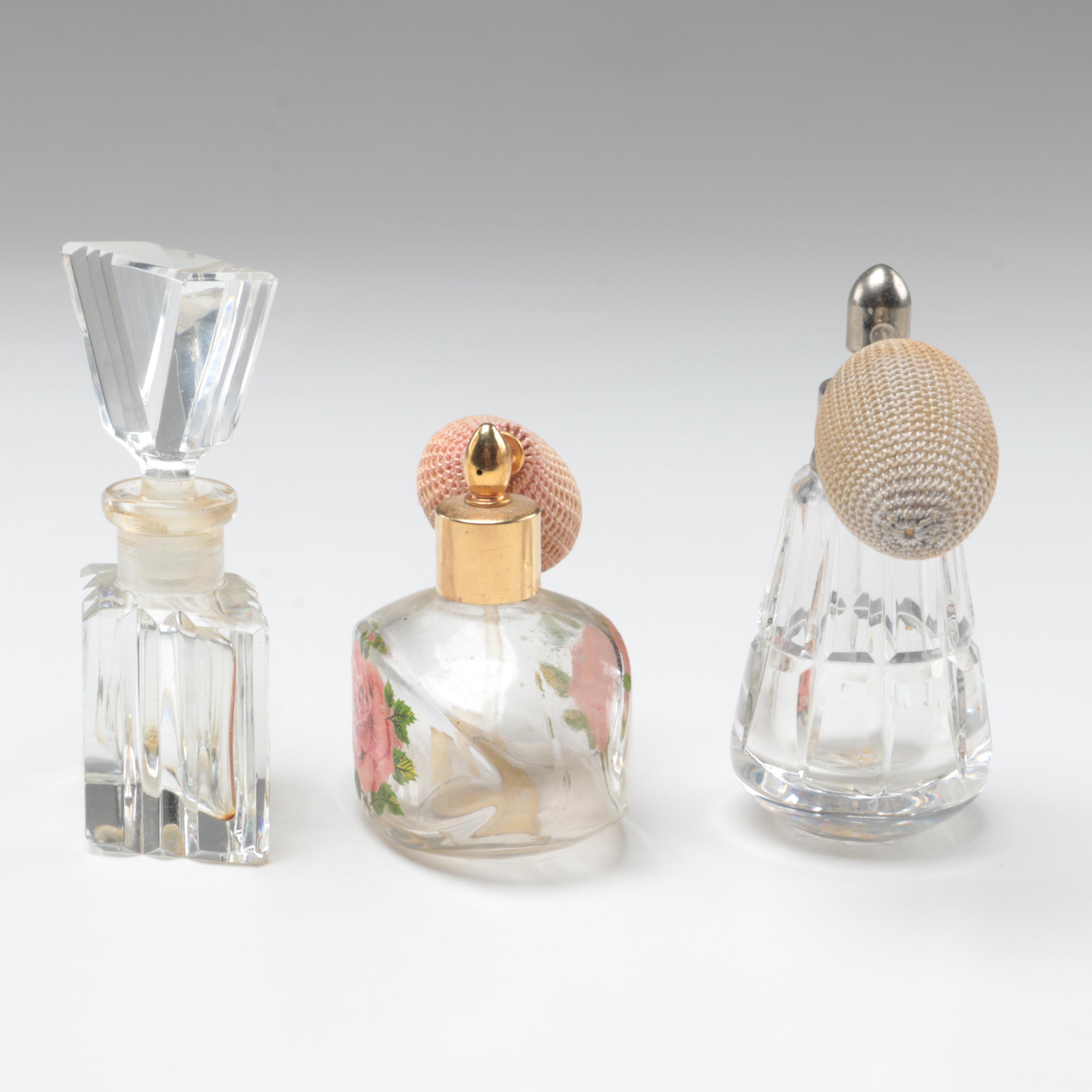 Waterford Crystal Perfume Atomizer with other Glass Atomizers and Perfume Bottle