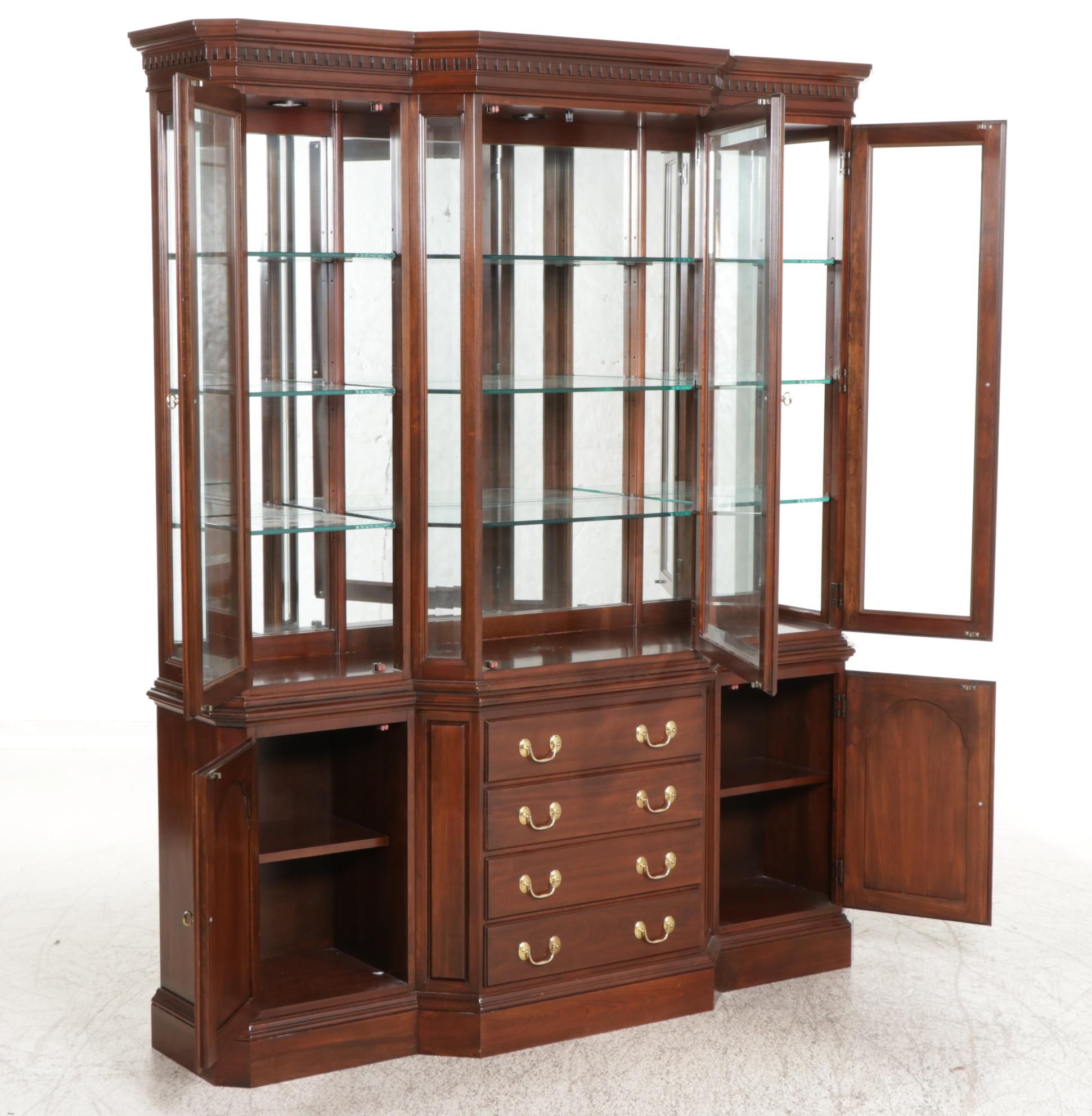 Harden George III Style Cherry Two-Piece China Cabinet, Late 20th Century
