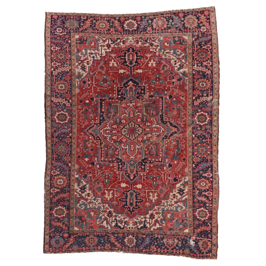7'9 x 10'9 Hand-Knotted Persian Heriz Area Rug