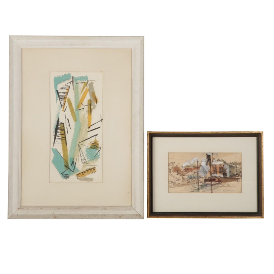 Helene Diamond and M. Rango Watercolor Paintings, Mid-Late 20th Century
