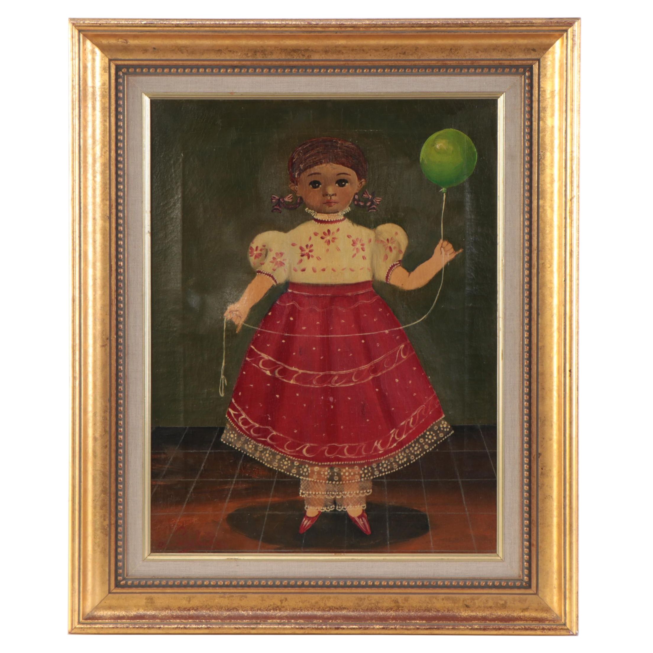 Agapito Labios Oil Painting of Child, Mid-20th Century