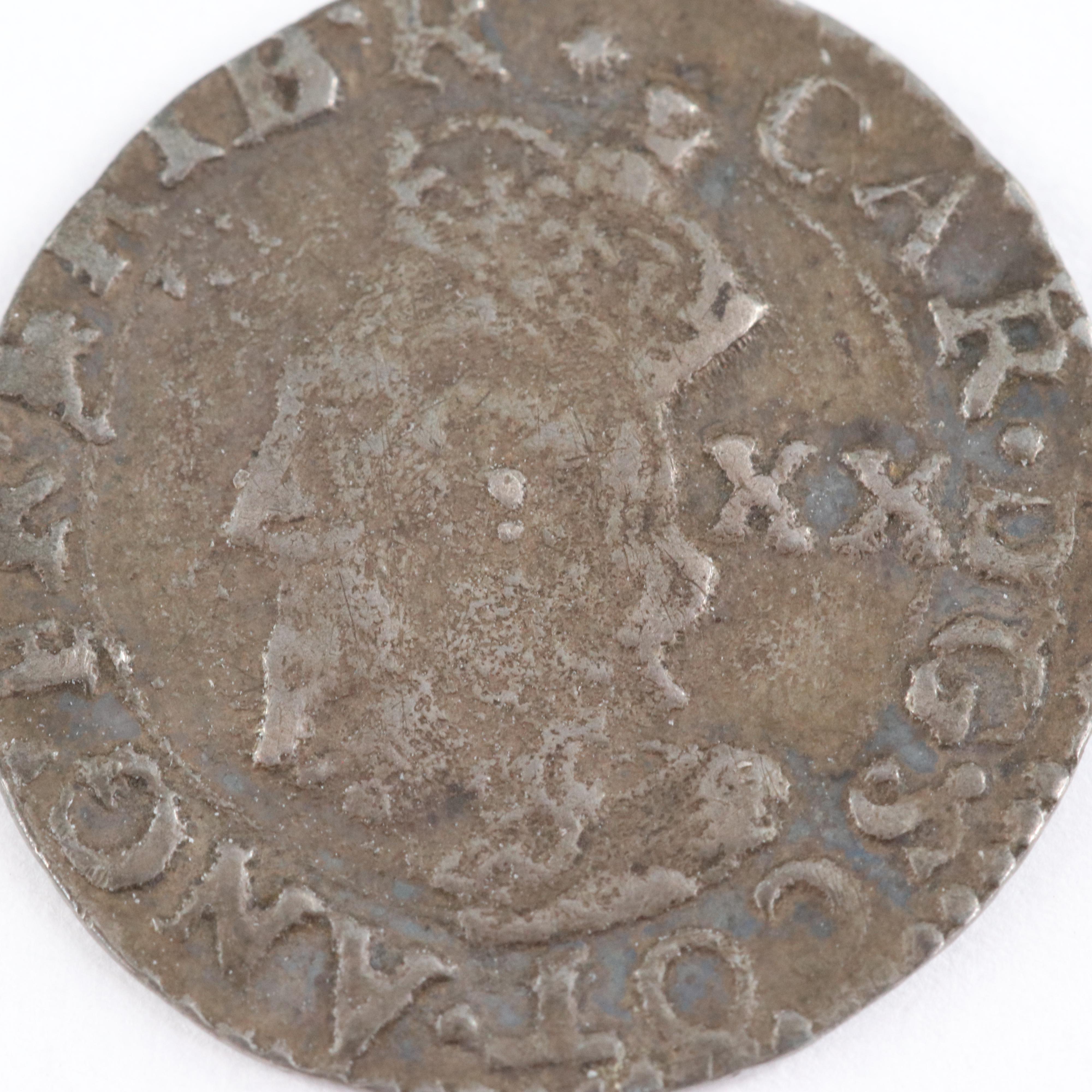 Scottish Hammered Twenty Pence Coin of Charles I, ca. 1637