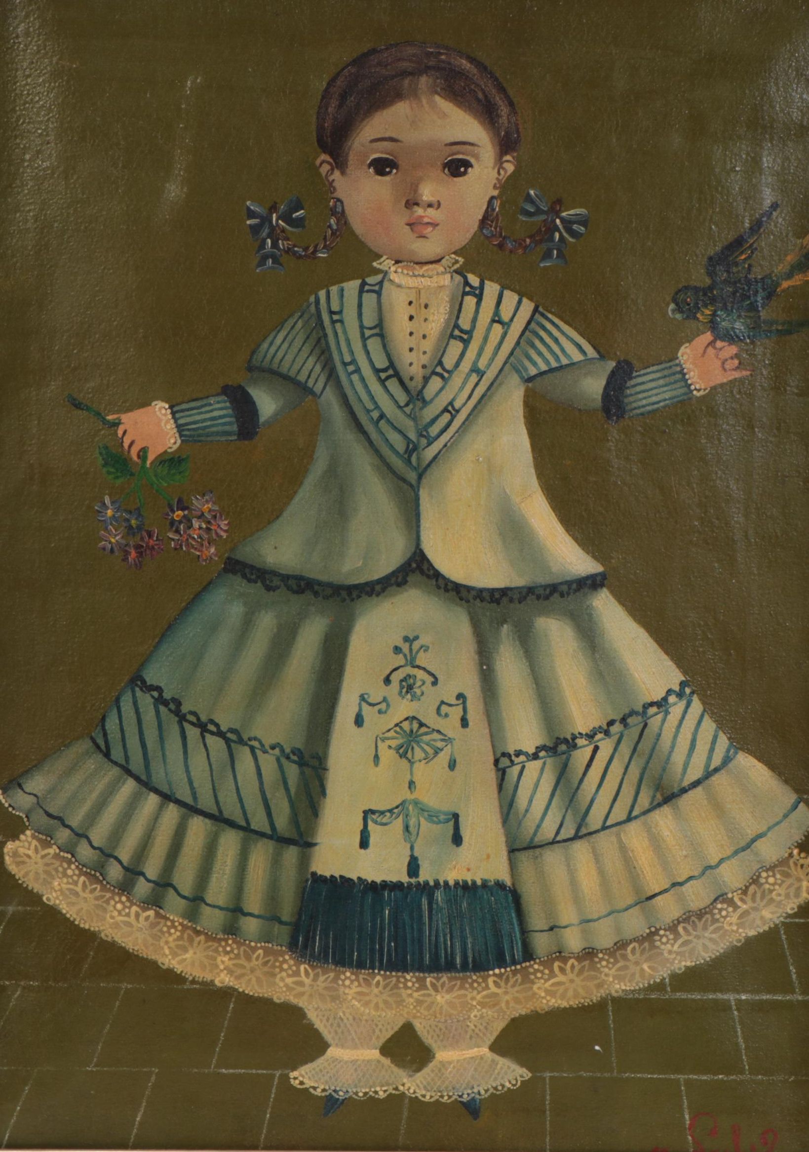 Agapito Labios Oil Painting of Child, Mid-20th Century