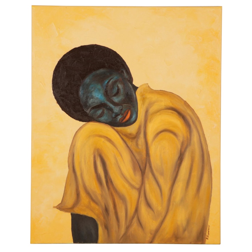 Oluwakemi Omowaire Oil Painting of Female Portrait, 21st Century
