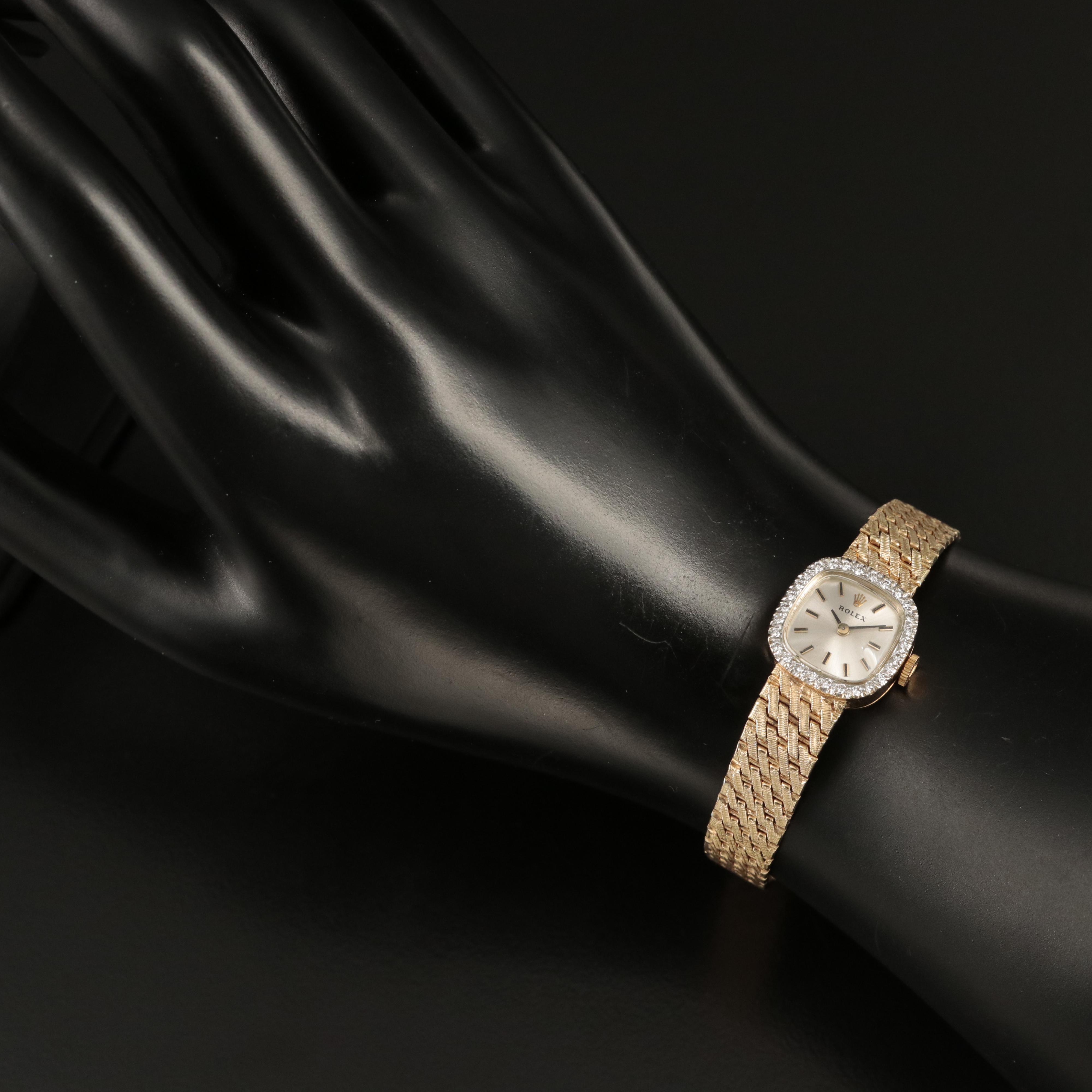 Vintage Rolex 14K and Diamond Watch